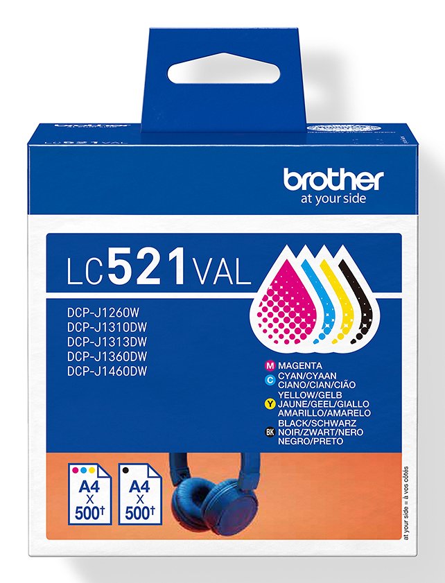 EAN 4977766842150 - Brother LC521VAL cartucho de tinta 4 pieza(s) Original Negro, Cian, Magenta, Amarillo imagen 1