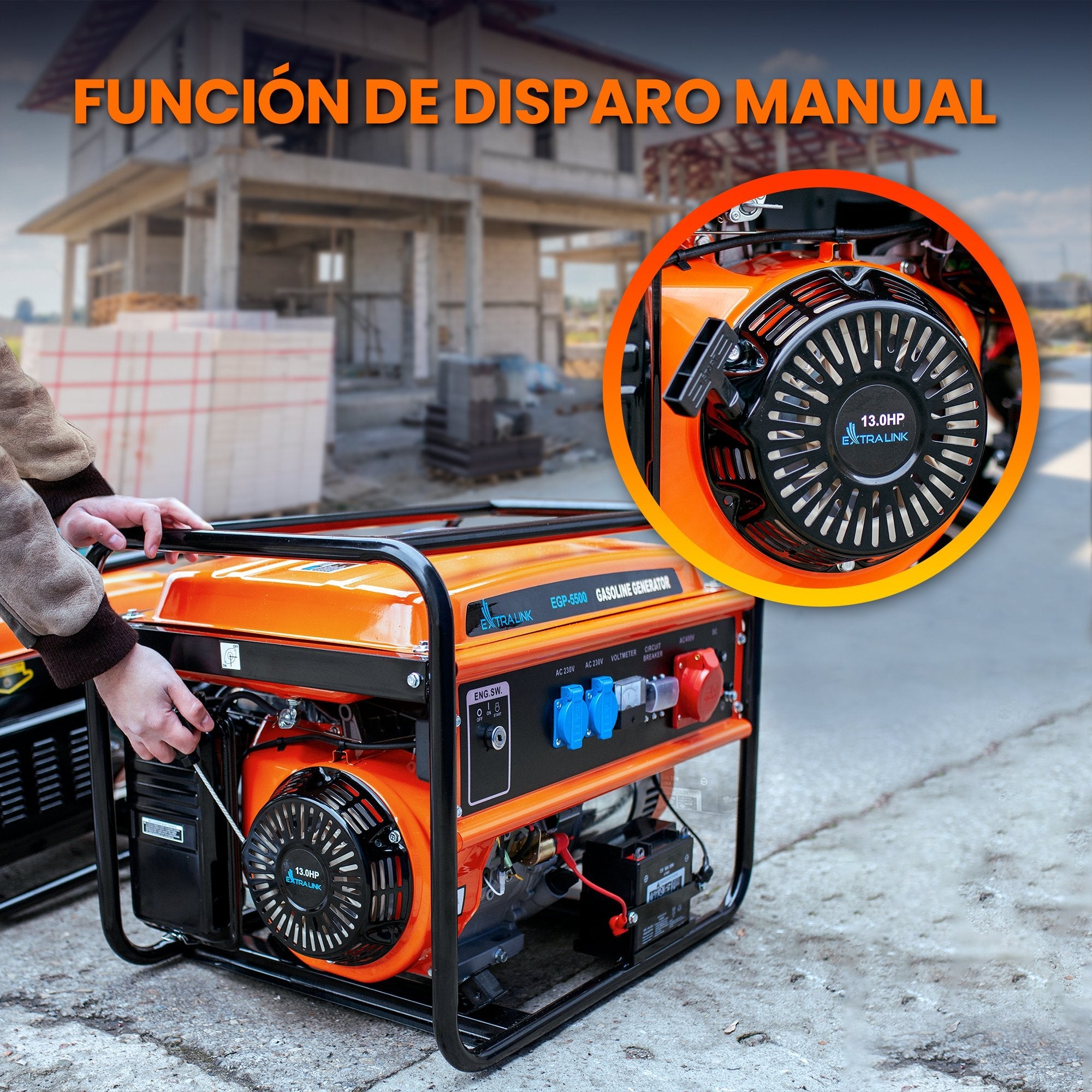 EAN 5905090330356 - Extralink EX.30356 motor-generador 5000 W 25 L Negro, Naranja imagen 18