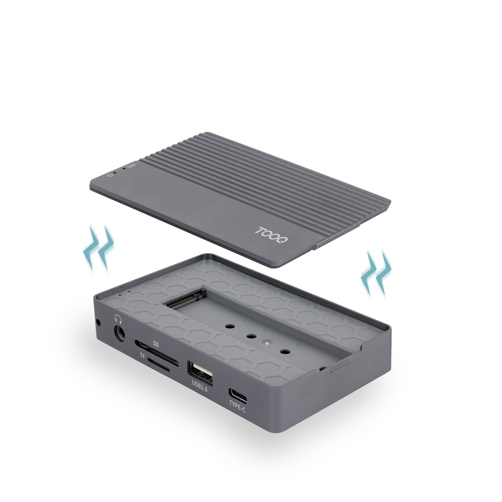 Docking Usb Tipo-C Tooq Tqe-2242g Ranura Ssd M.2 1xhdmi 1xrj45 1xusb 1xusb Tipo-C 1xlector Tarjetas 1x Jack 3.5 1xusb Tipo-C Pd