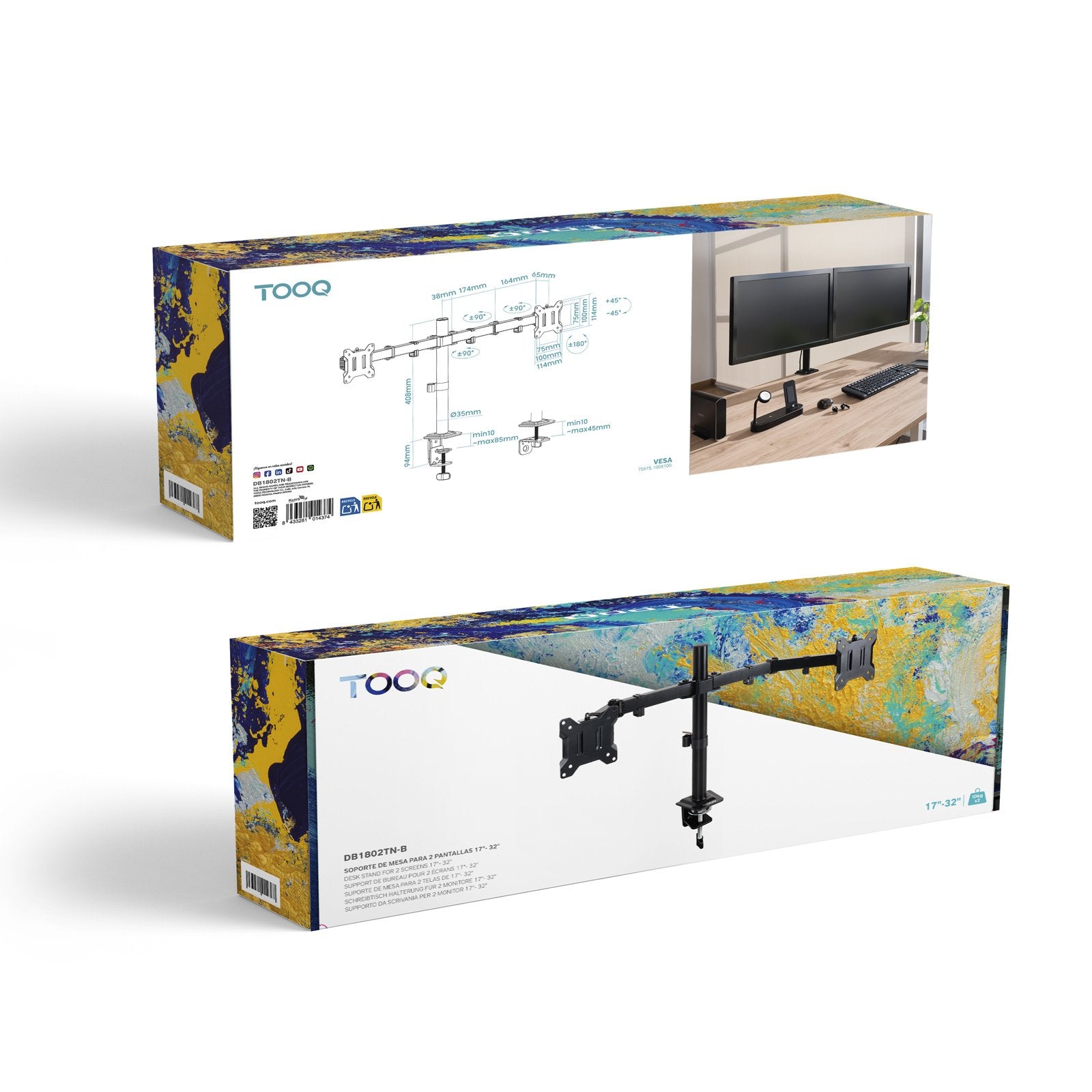 EAN 8433281014374 - TooQ DB1802TN-B soporte para monitor 81,3 cm (32") Escritorio imagen 7