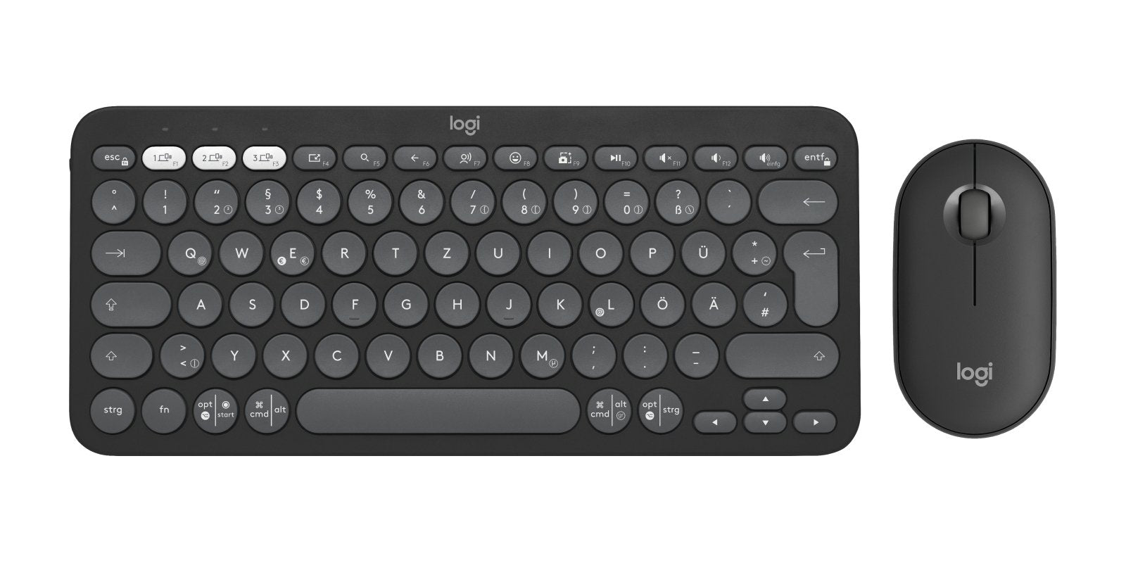 Teclado Alemán + Ratón Logitech Pebble 2 Combo Rf Wireless + Bluetooth Qwertz Grafito