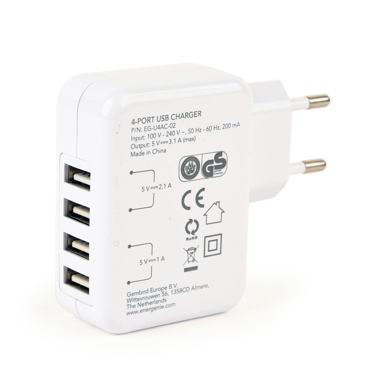 EAN 8716309102544 - EnerGenie EG-U4AC-02 cargador de dispositivo móvil Universal Blanco Corriente alterna Interior imagen 5