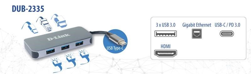 EAN 0790069468629 - D-Link DUB-2335 base para portátil y replicador de puertos Alámbrico USB Tipo C Gris imagen 3