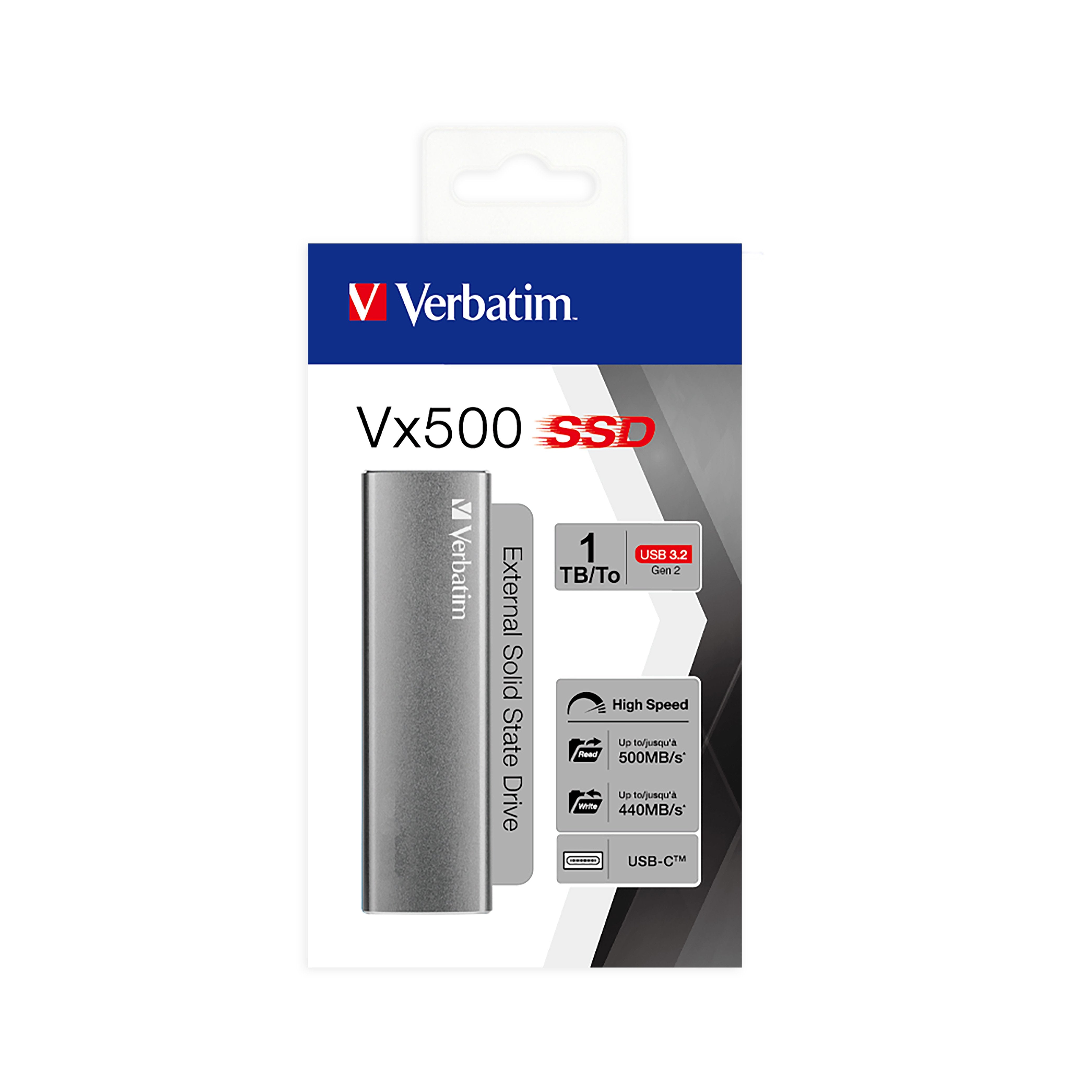 EAN 0023942474449 - Verbatim Vx500 1 TB USB Tipo C 3.2 Gen 2 (3.1 Gen 2) Plata imagen 3