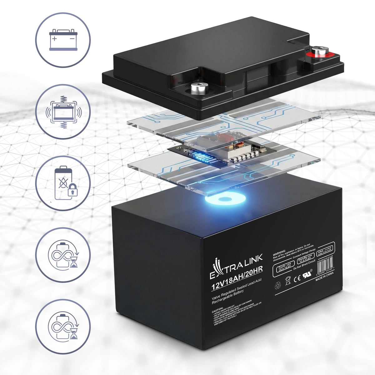 Extralink Akumulator Battery Accumulator Agm 12v 18ah - Batterie - 18.000 Mah Sealed Lead Acid (Vrla) 13,5 V