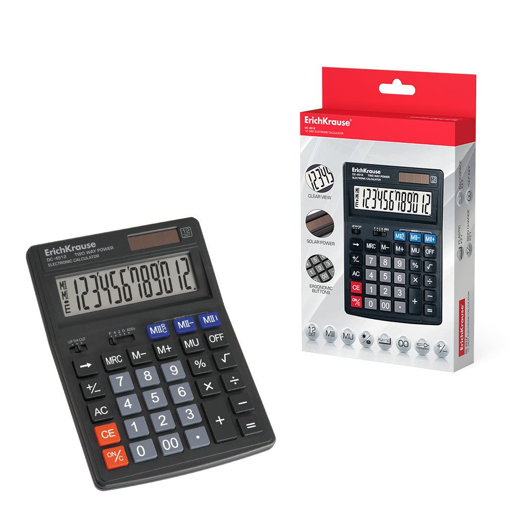 EAN 4041485545125 - ErichKrause DC-4512 calculadora Escritorio Calculadora básica Negro imagen 1