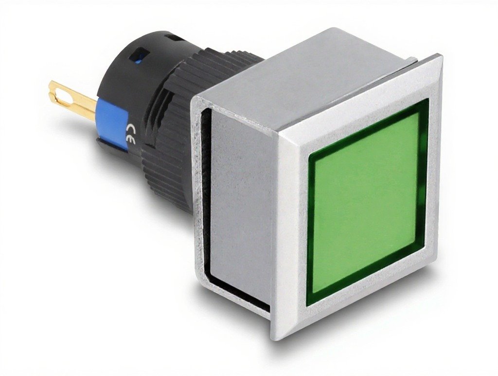 16 Mm Kunststoff Signallampe Grün Lötversion Viereckig