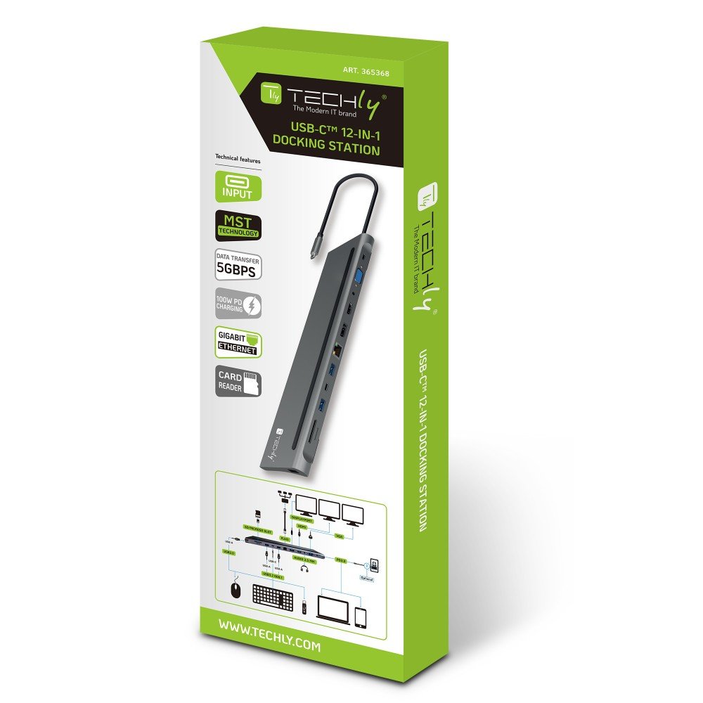 EAN 8059018365368 - Techly IUSB31C-DOCK12DPHD base para portátil y replicador de puertos Alámbrico USB 3.2 Gen 1 (3.1 Gen 1) imagen 2