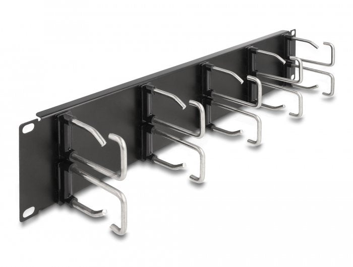 Delock Panel De Gestión De Cables De 19 Con 10 Ganchos Metálicos 2u Negro