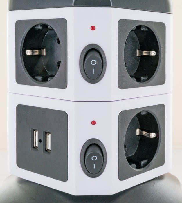 Torre De Enchufes Schwaiger 7xschuko+2x Usb, 1,8m