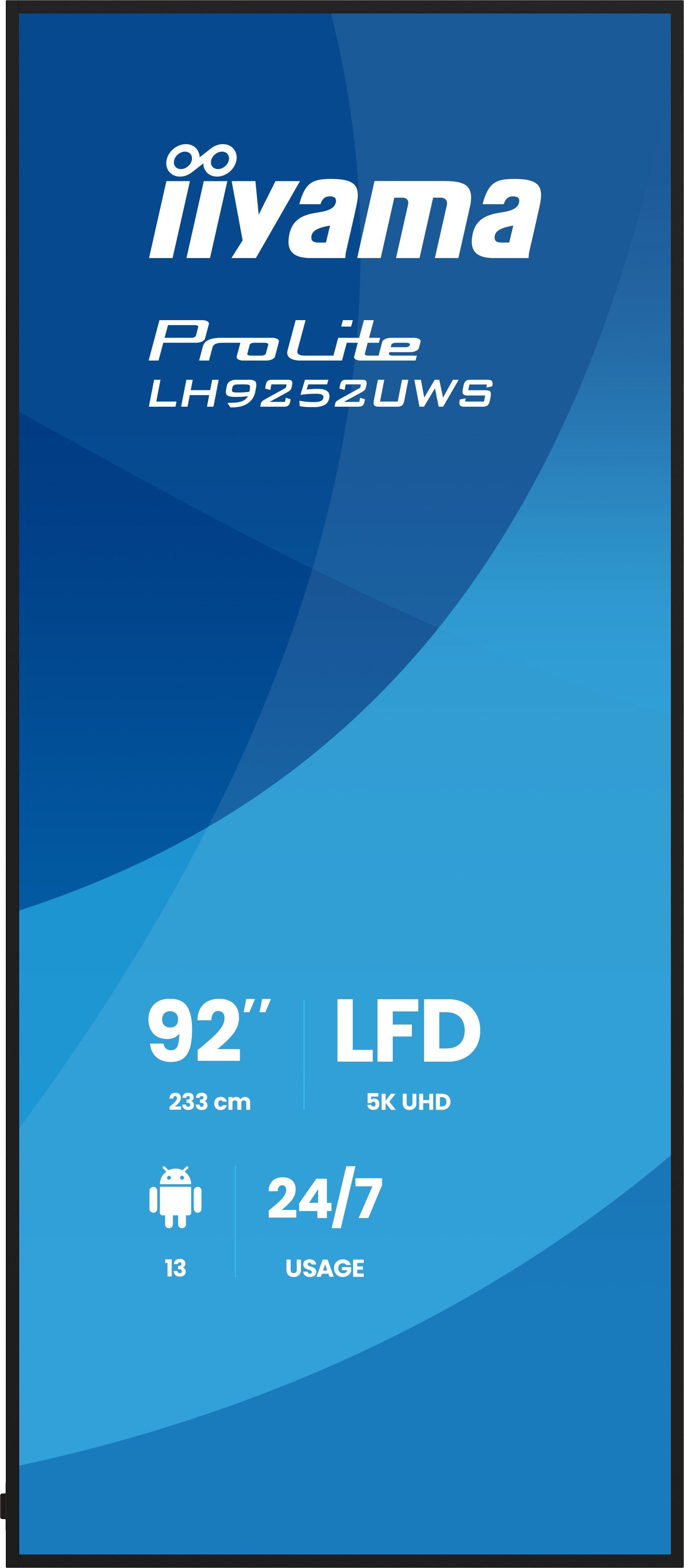 EAN 4948570128051 - iiyama LH9252UWS-B1AG pantalla de señalización Diseño de quiosco 2,34 m (92") LCD Wifi 500 cd / m² UltraW imagen 2