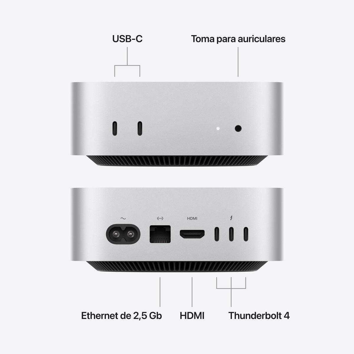 Apple Mac Mini Chip M6 Cpu De 12 Núcleos Gpu De 12 Núcleos Doble Neural Engine De 16 Núcleos 16 Gb Ram 512 Gb Ssd Plata