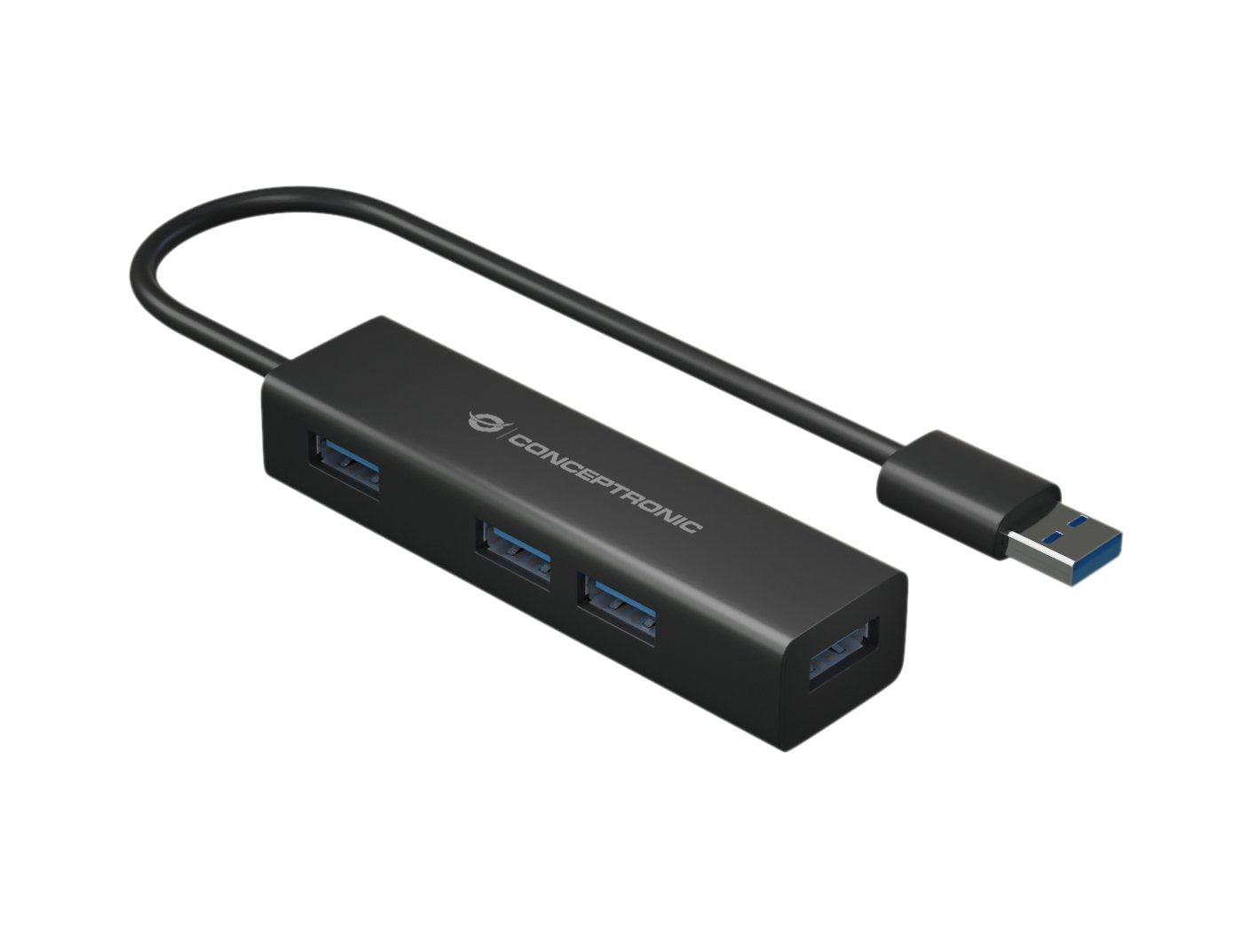 Conceptronic Hub 3.0 4 Puertos Usb 3.0 Con Adaptador Usb-C Negro