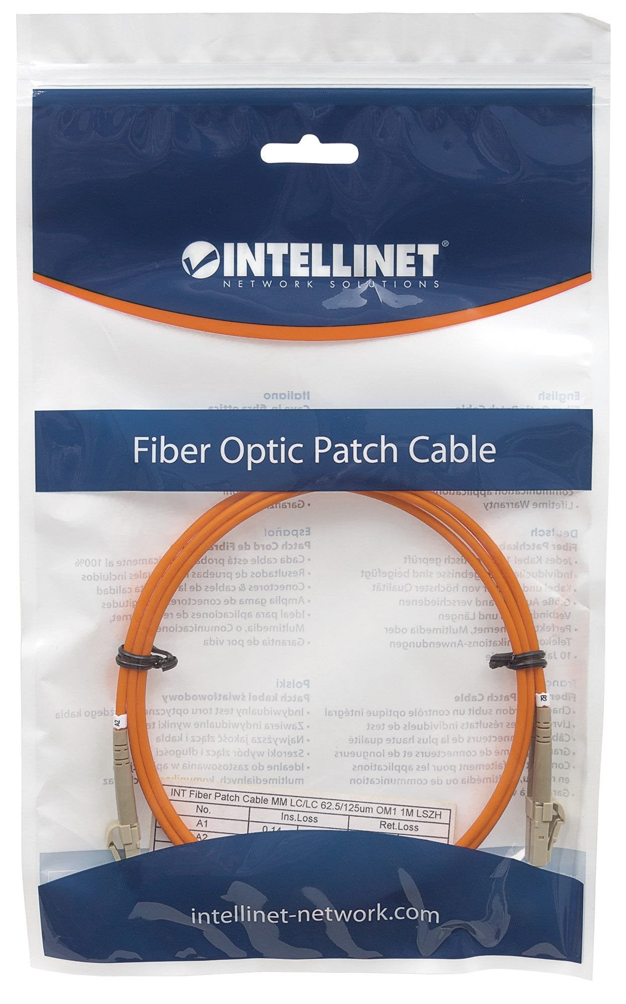 Intellinet 1.0m Lc M/M Cable De Fibra Optica 1 M Om1 Naranja
