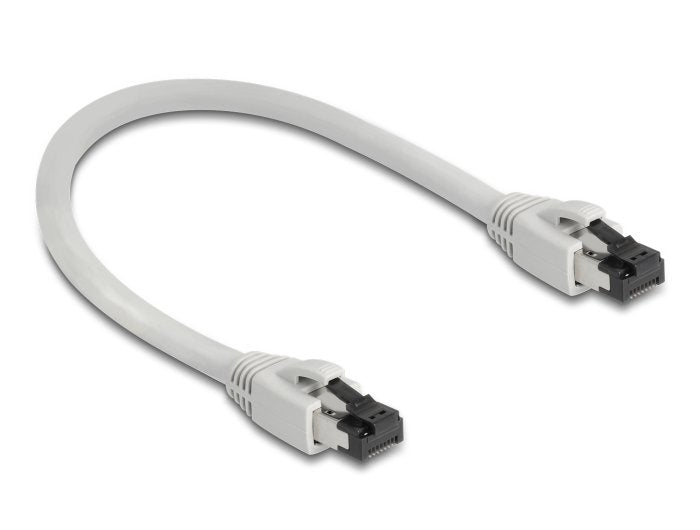 Cable De Red Delock Rj45 Cat.8.1 S/Ftp 0,25 M Bis 40 Gbps Gris
