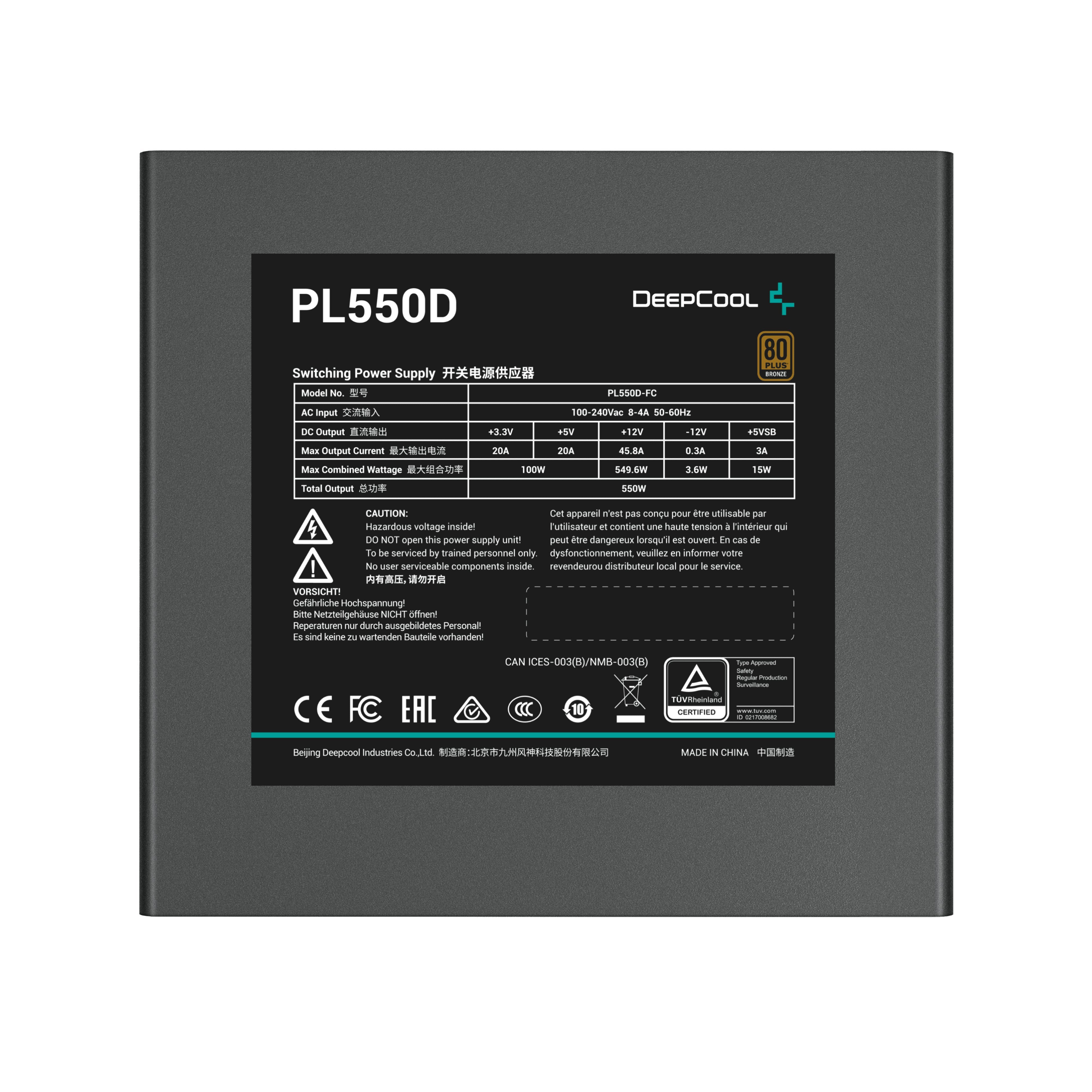 EAN 6933412720973 - DeepCool PL550D unidad de fuente de alimentación 550 W 20+4 pin ATX ATX Negro imagen 3