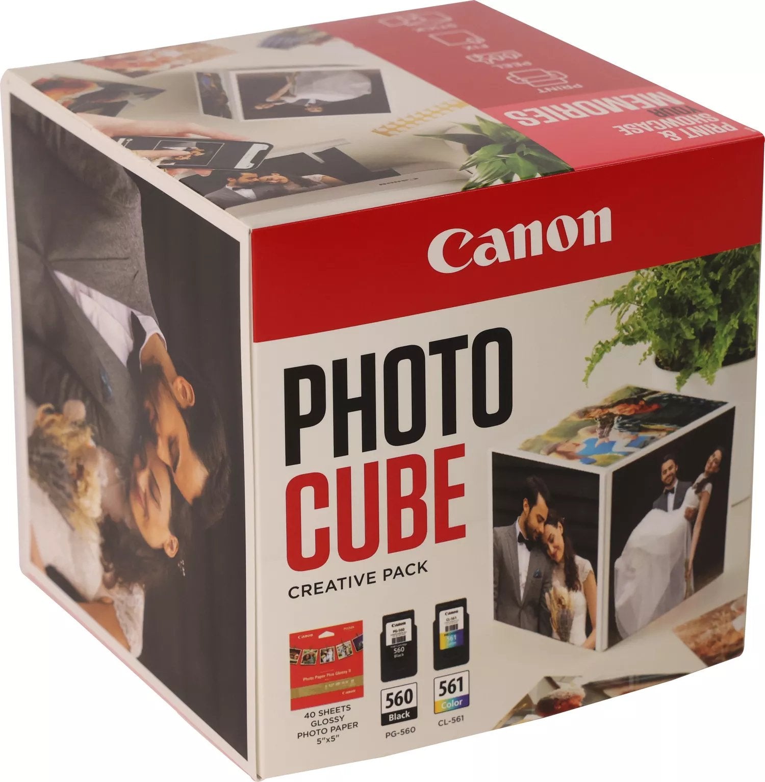 Canon Value Pack Negro / Varios Colores Pg-560+Cl-561 Photo Cube Creative Pack + 13x13 Cm Fotopapier 40 Blatt 360 Copias