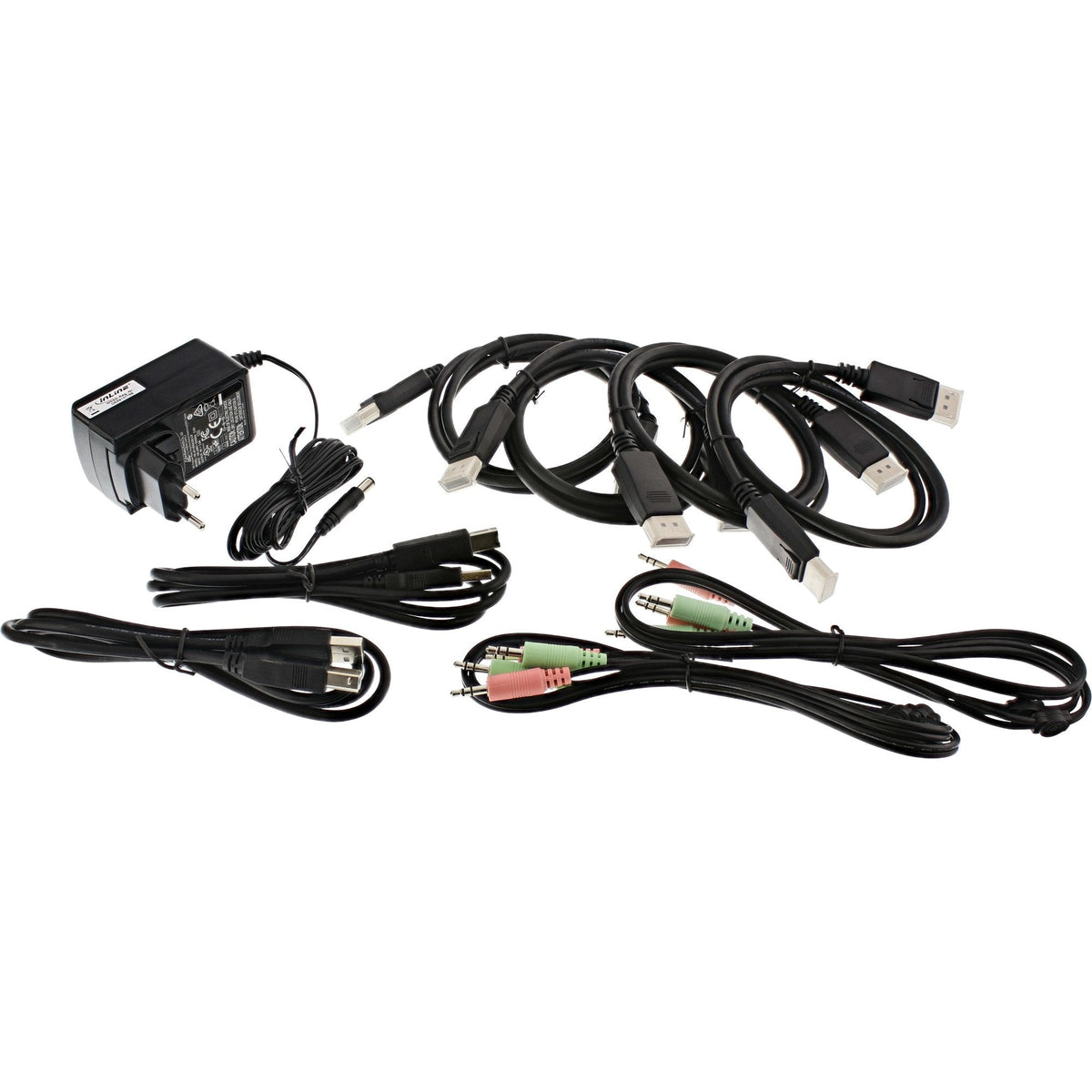 Switch Kvm Inline, 2 Puertos, Monitor Dual Displayport 1.2, 4k, Usb 2.0, Audio