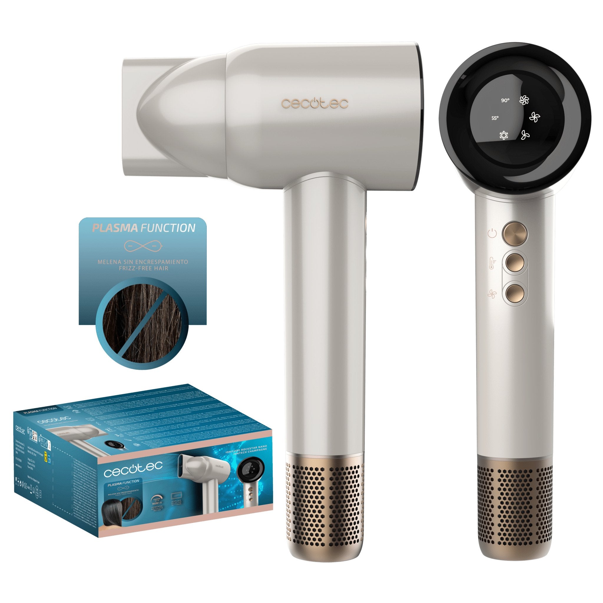 EAN 8435771929335 - Cecotec IoniCare RockStar Nano IonTech Champagne secador 1600 W Champán imagen 1