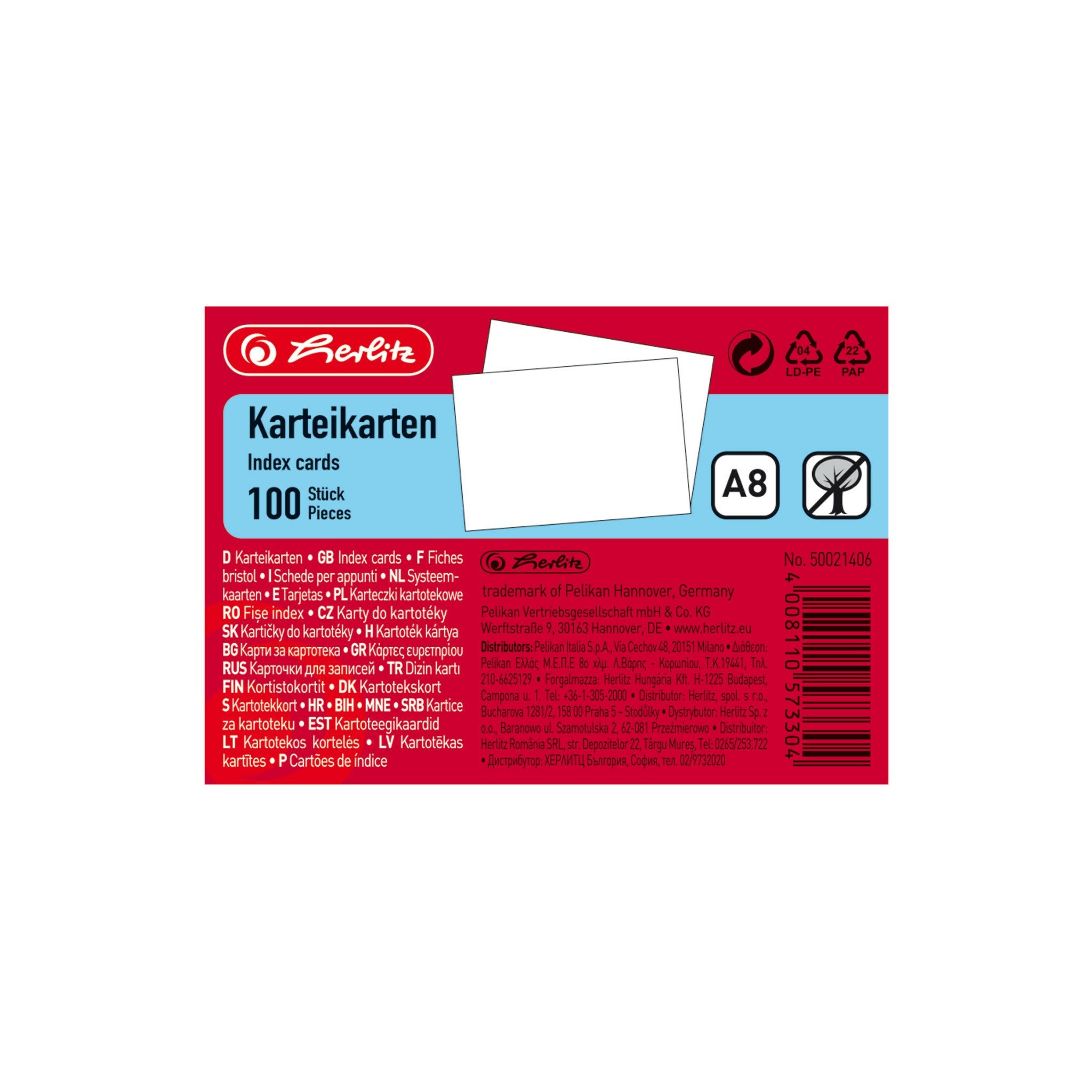 EAN 4008110573304 - Herlitz 50021406 ficha Blanco 10 pieza(s) imagen 1