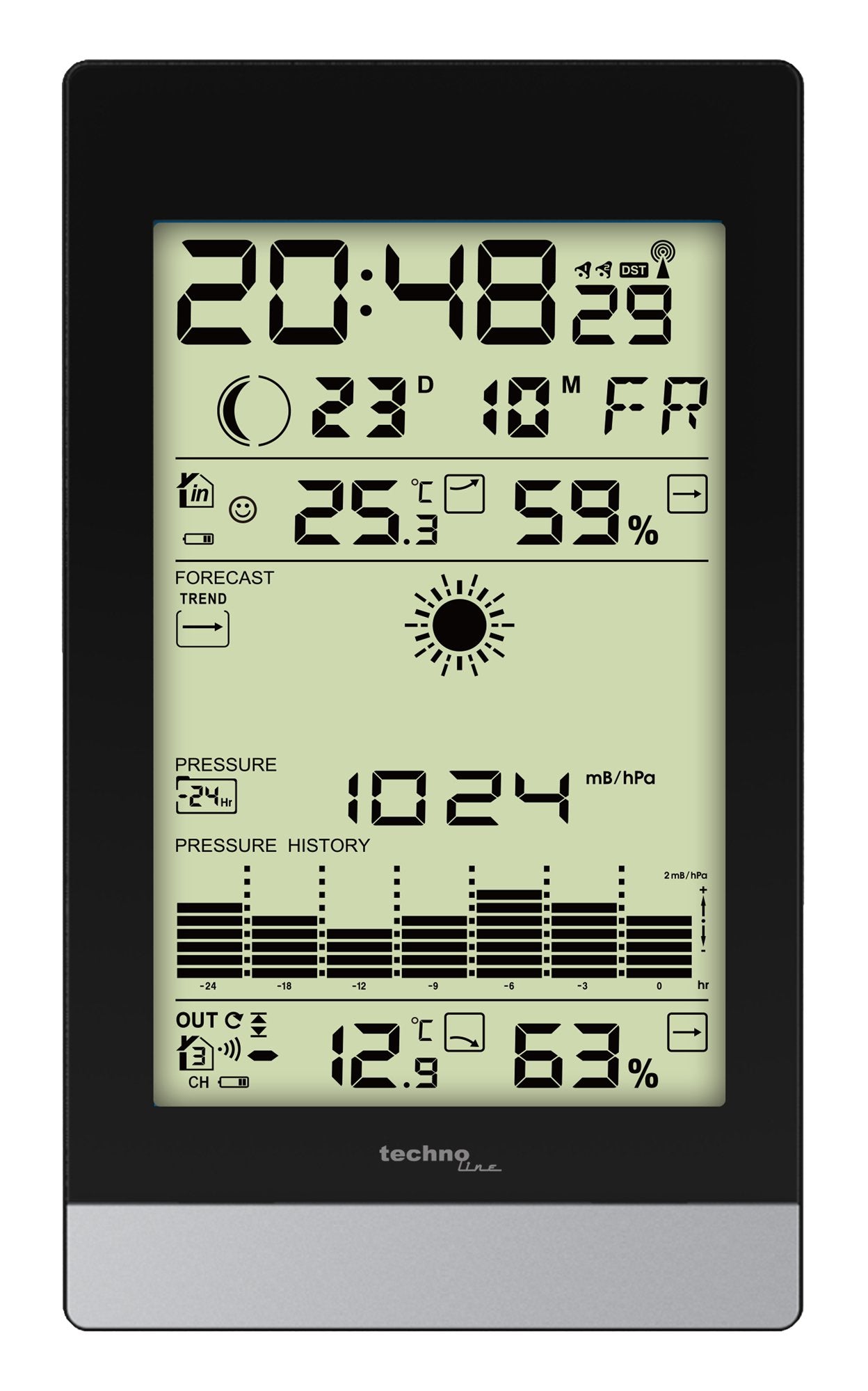 Technoline Ws 9050 Estación Meteorológica Digital Negro, Plata