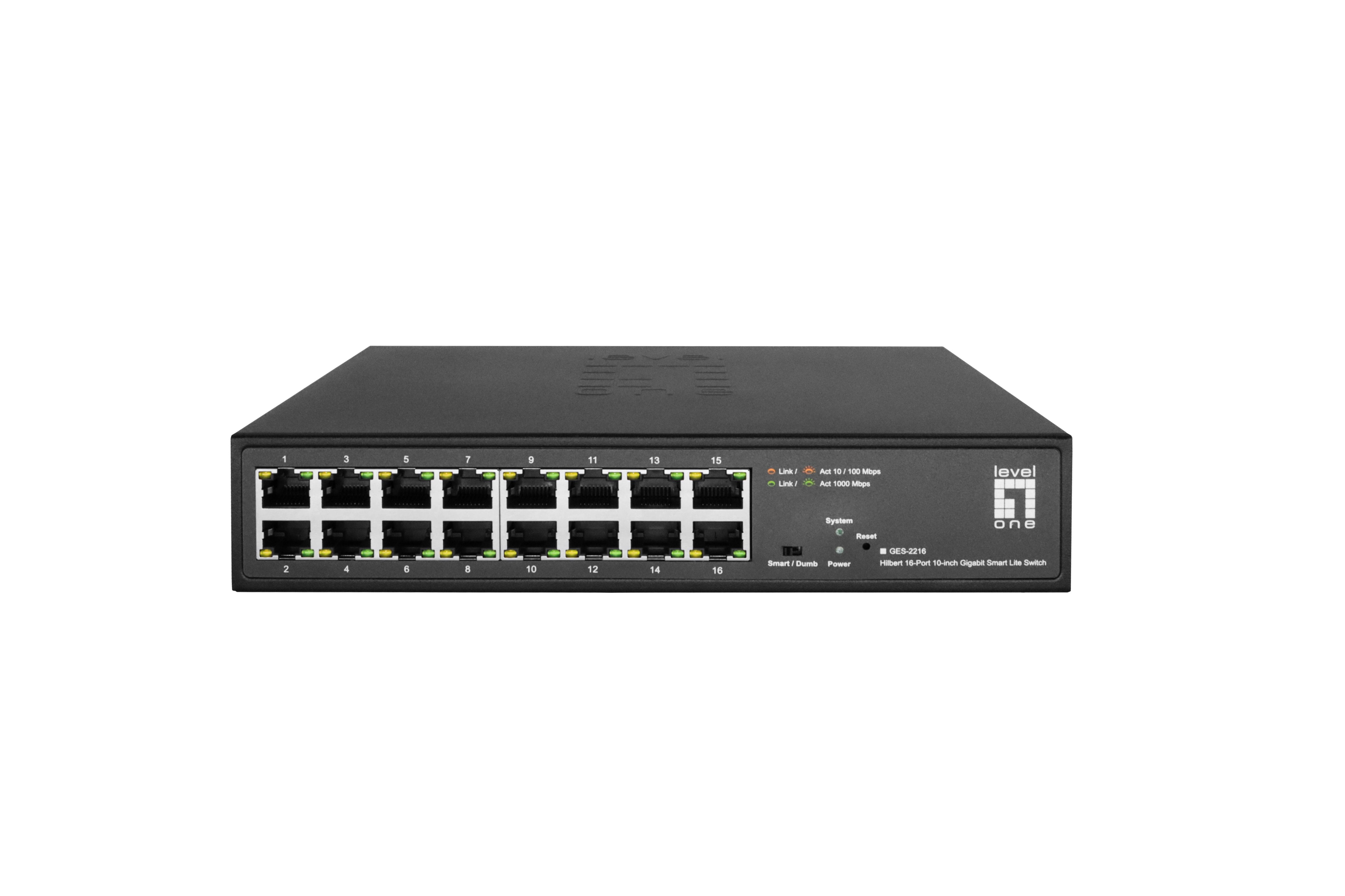 Switch Levelone Ges-2216 Gestionado L2 Gigabit Ethernet (10/100/1000) Negro