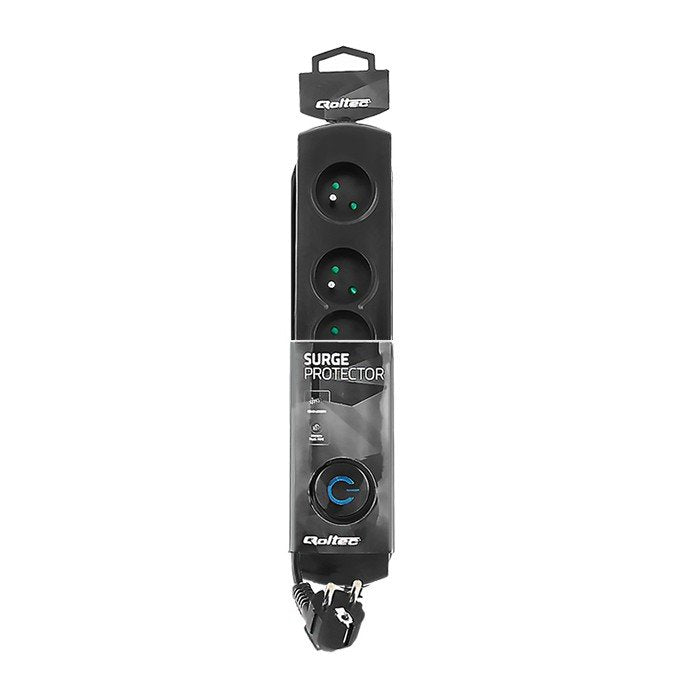EAN 5901878501048 - Qoltec 50104 limitador de tensión Negro 4 salidas AC 230 V 1,5 m imagen 3