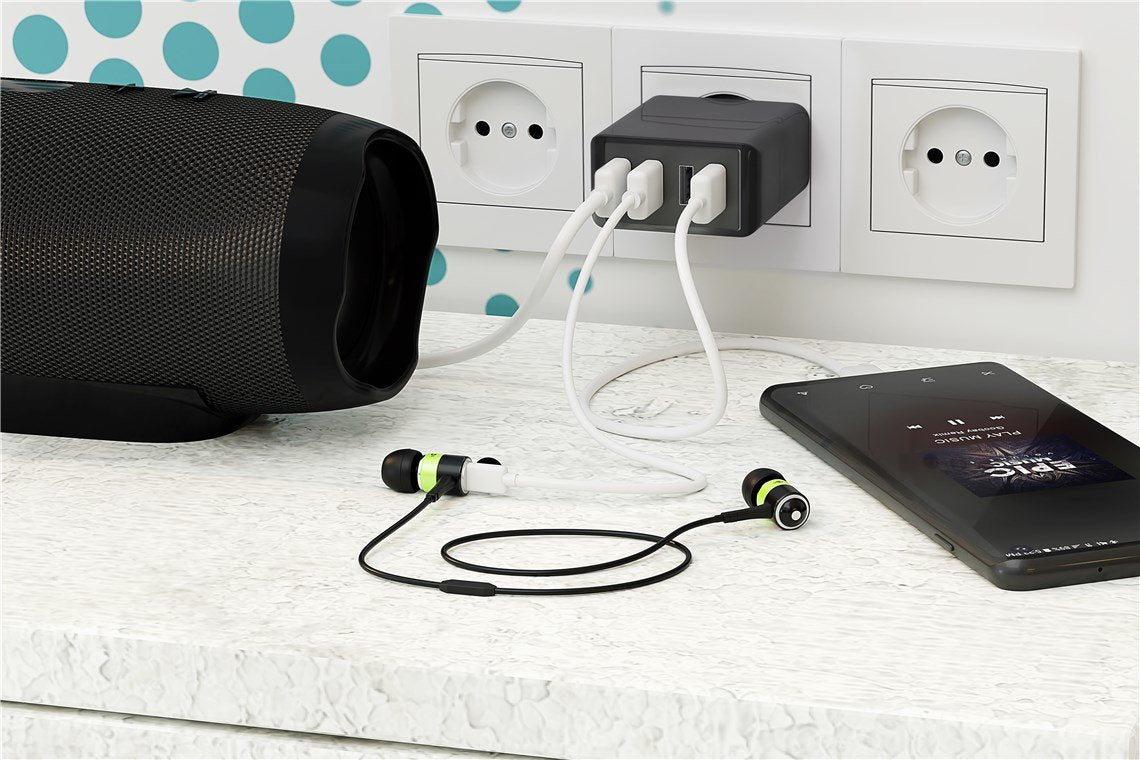 Goobay Cargador Pared Usb A 4 Tomas Negro Usb 3a, 30w