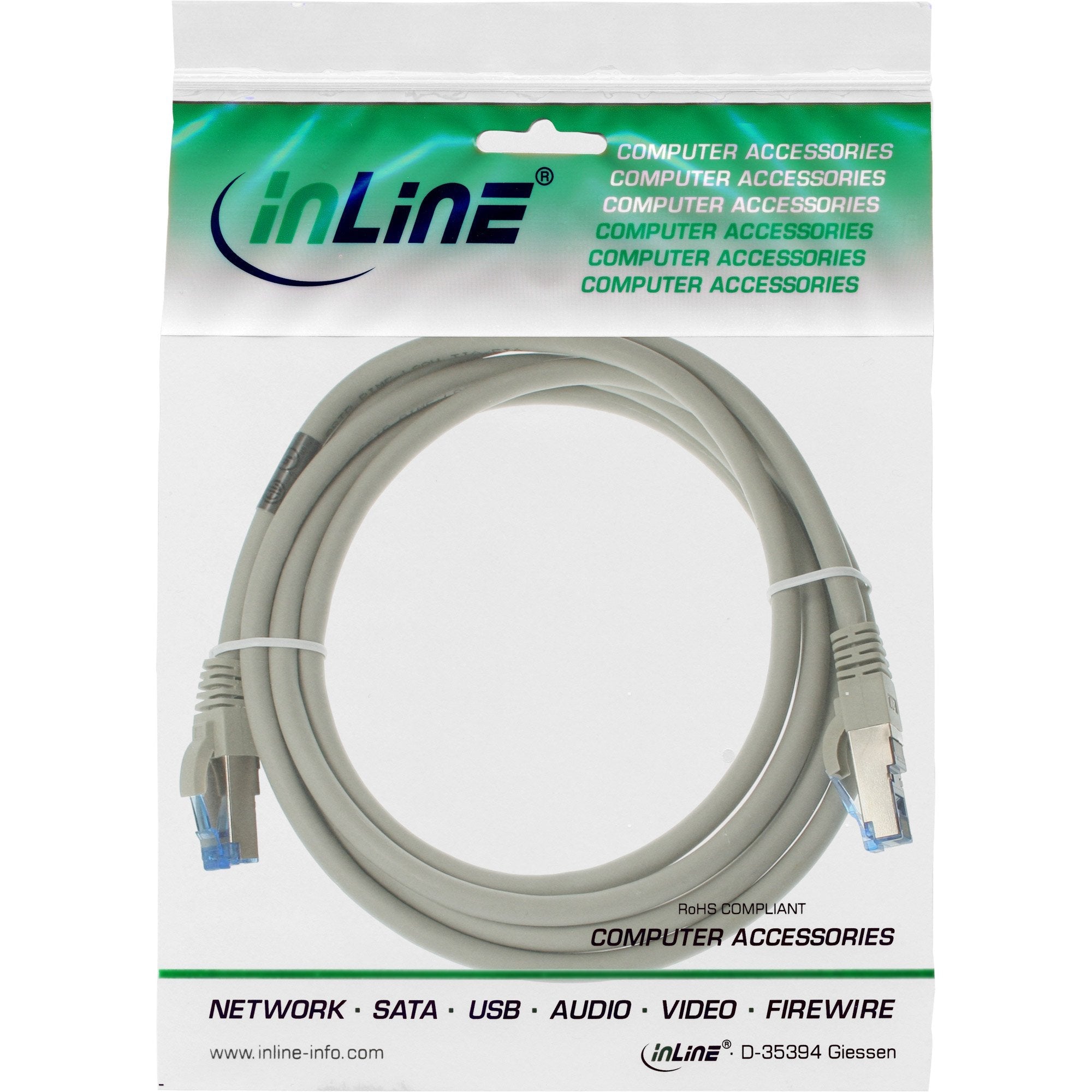 Cable De Red Inline S/Ftp Pimf Cat.6a Libre De Halógenos 500mhz Gris 1.5m