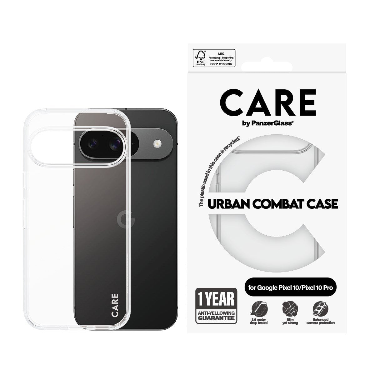 Panzerglass Care Flagship Case Transp.Urbancombat Clear Frame Google Pixel10/Pro