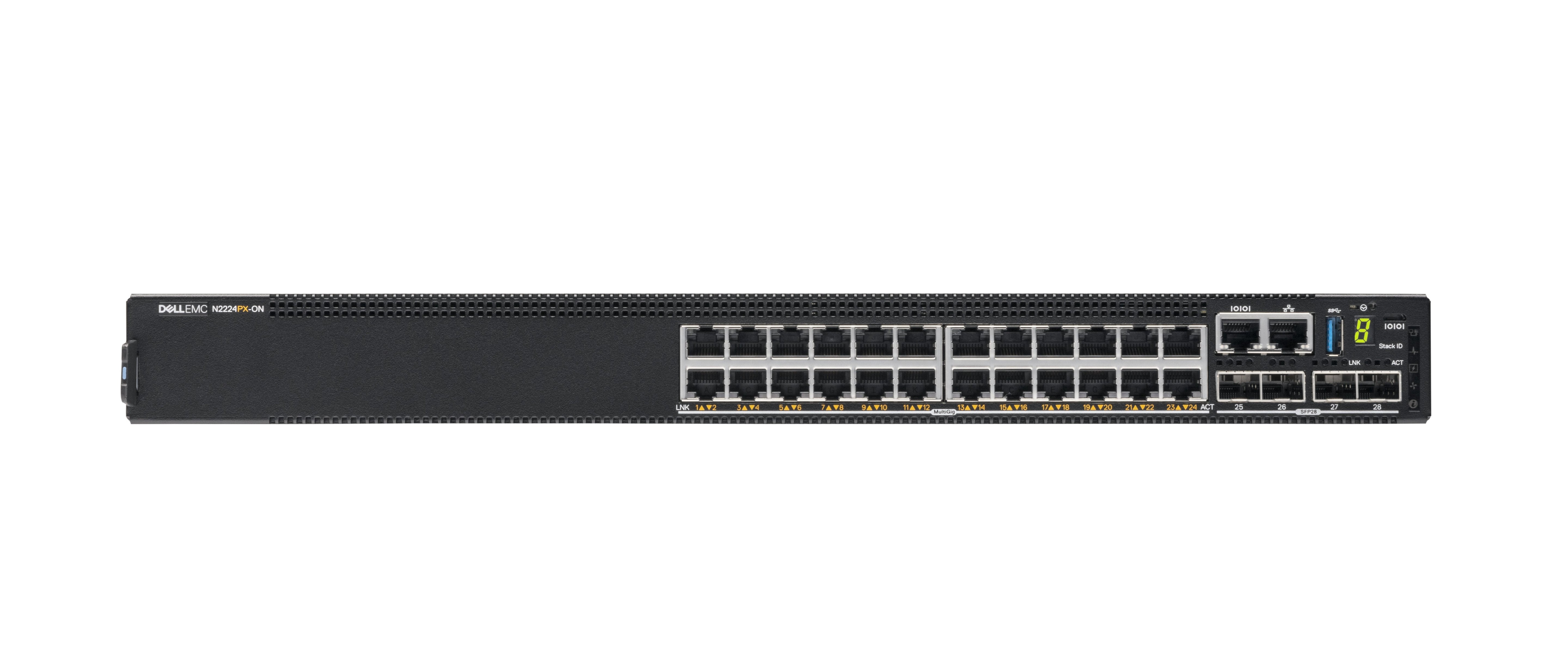 Dell Powerswitch N2224px-On 24x1,2.5g Poe 30w,60w 4x25g 2x40g Stacking 1xac Psu Io,Ps Airflow Os6