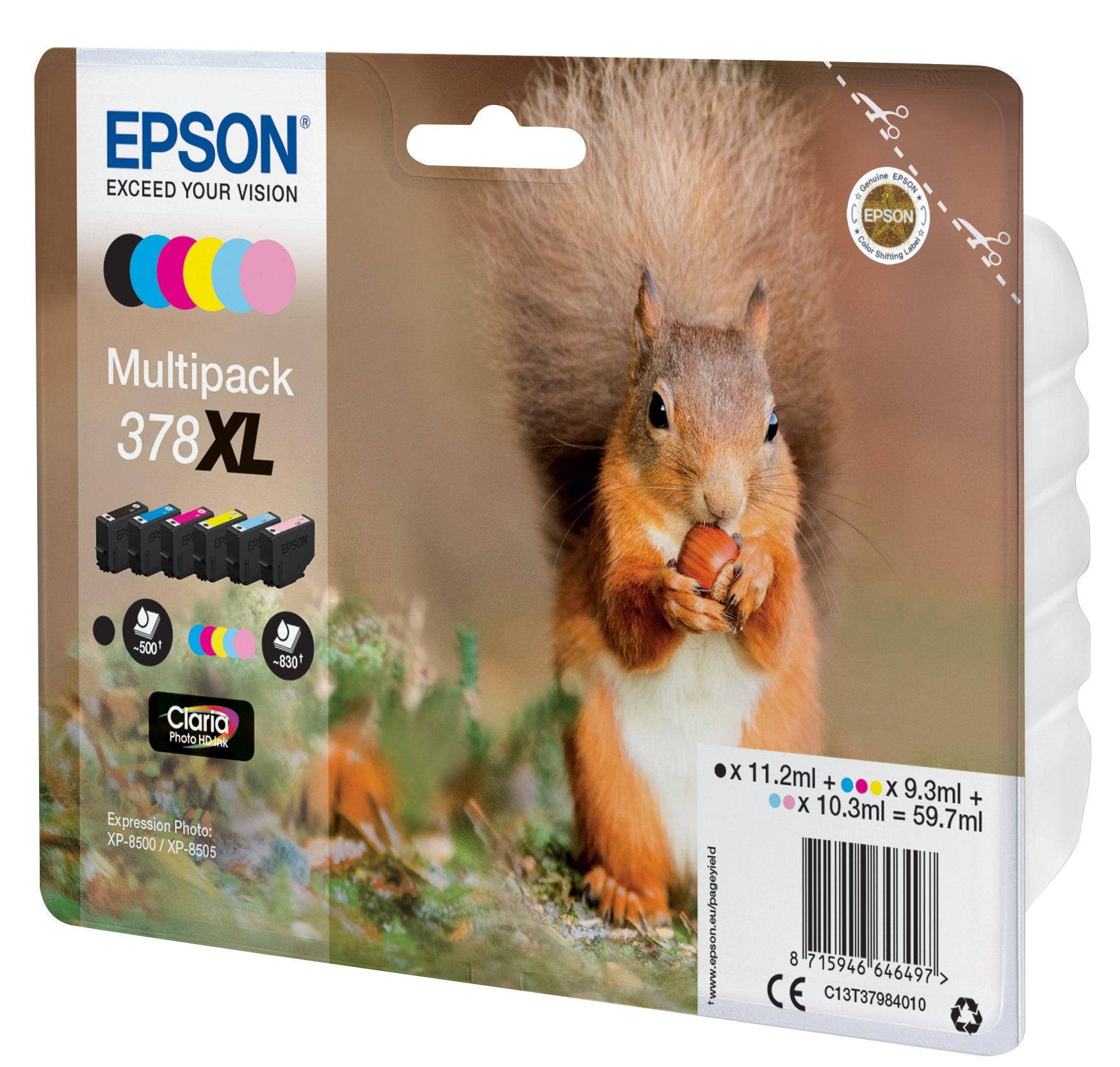 EAN 8715946646503 - Epson Squirrel 378XL cartucho de tinta 1 pieza(s) Original Alto rendimiento (XL) Negro, Cian, Cian claro, imagen 2