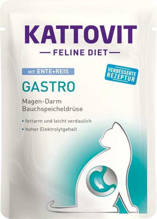Comida Húmeda Para Gatos Kattovit Feline Diet Gastro Duck With Rice 85g