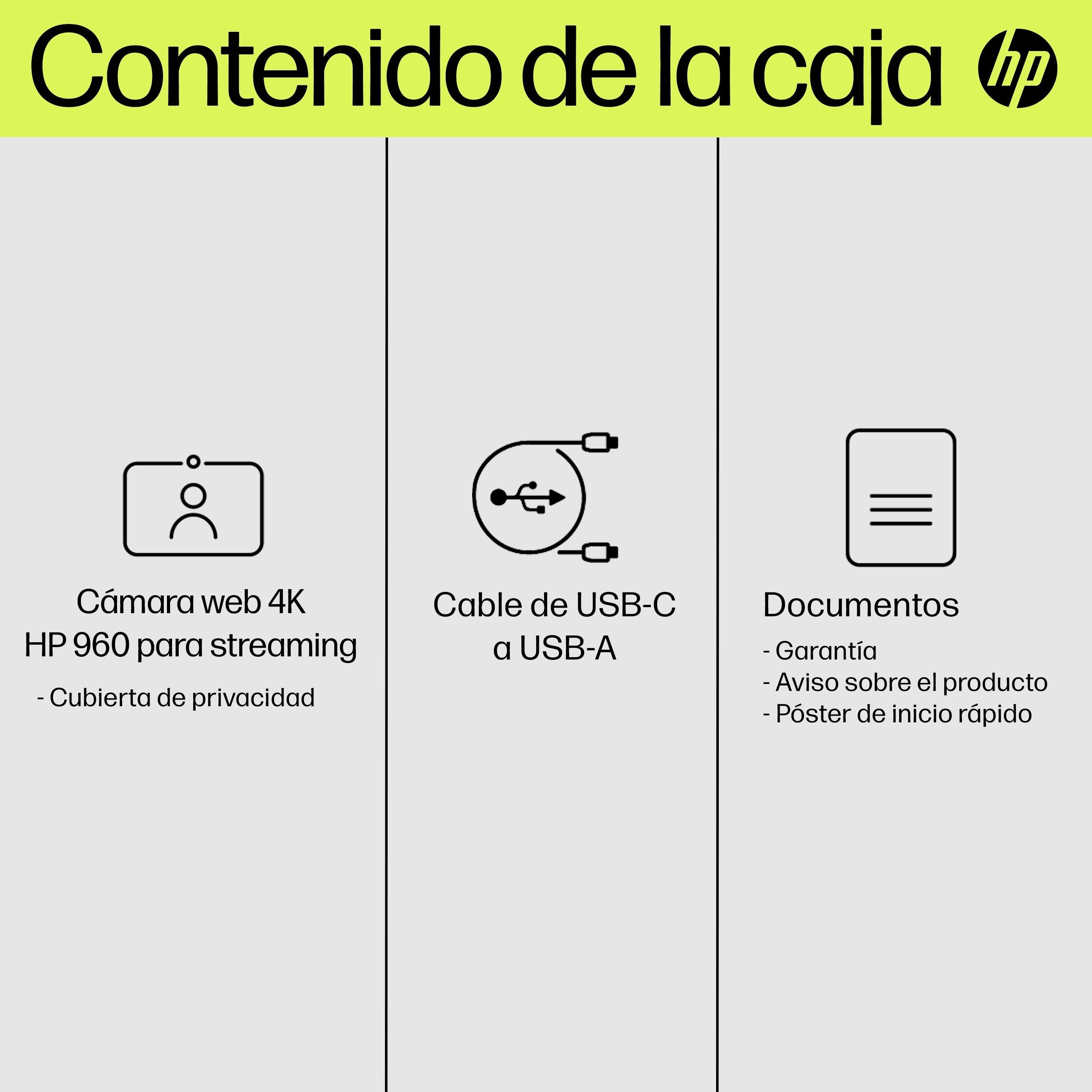 EAN 0196548527304 - HP 960 4K Streaming Webcam cámara web 8 MP 3840 x 2160 Pixeles USB Plata imagen 21