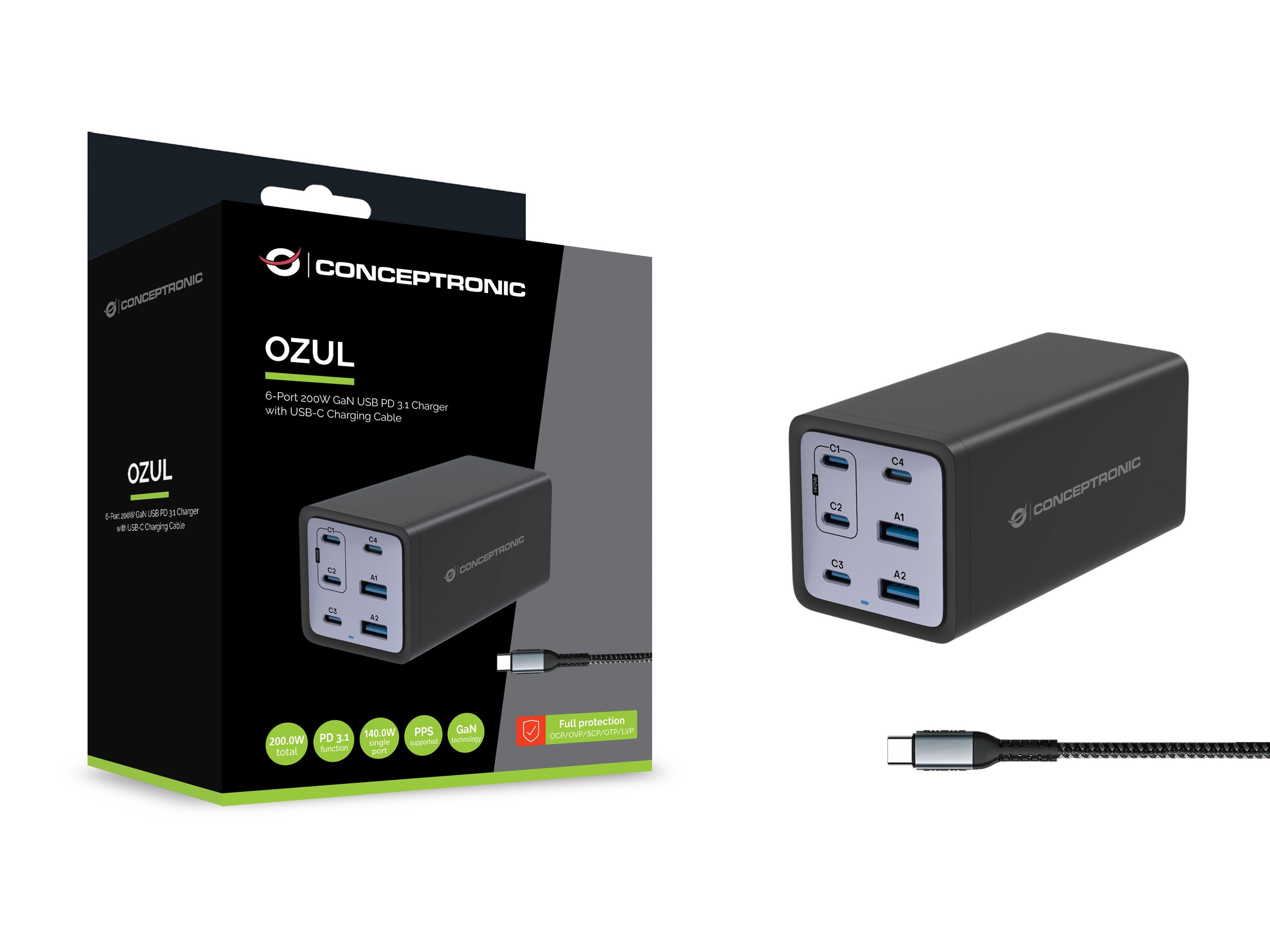 EAN 4015867236543 - Conceptronic OZUL06BE cargador de dispositivo móvil Universal Negro Corriente alterna Carga rápida Interi imagen 3