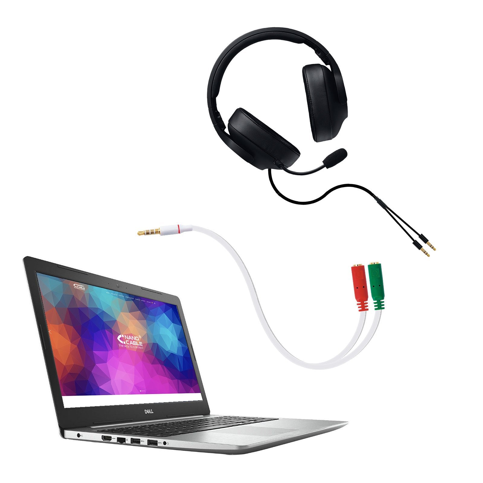 Nanocable Cable Adaptador Audio Jack 3.5mm Macho 4 Pines A 2x Jack 3.5mm Hembra 3 Pines 0.20m - Blanco