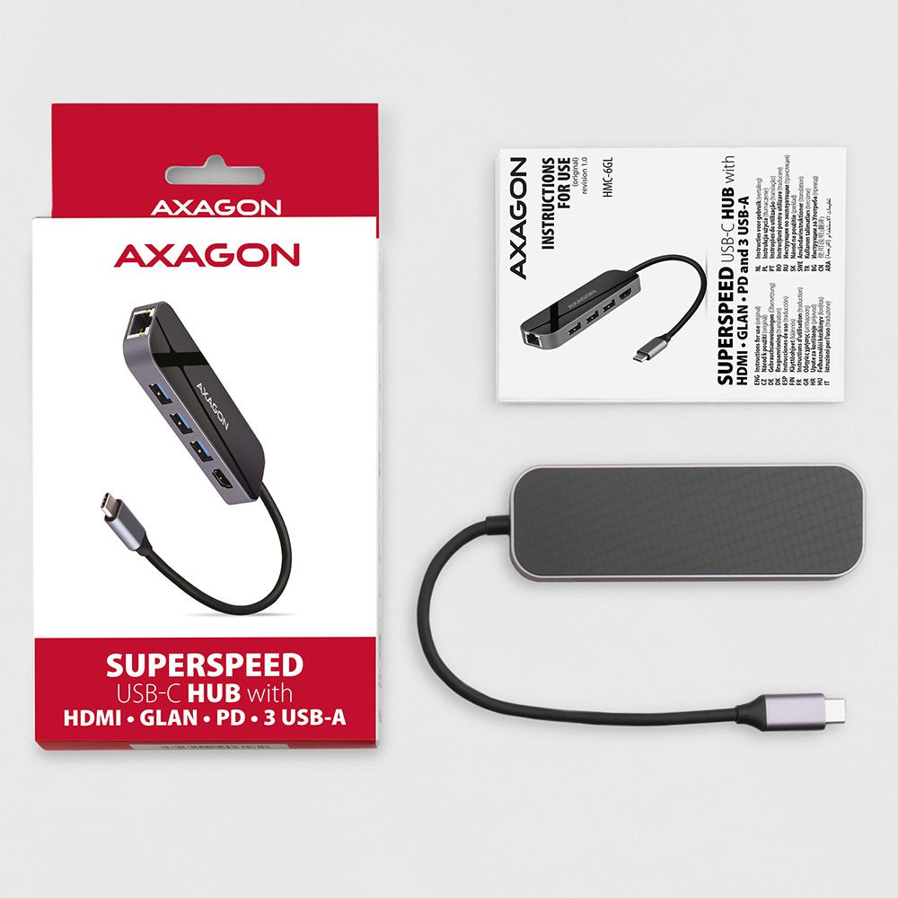 EAN 8595247906182 - Axagon HMC-6GL base para portátil y replicador de puertos Alámbrico USB 3.2 Gen 1 (3.1 Gen 1) Type-C Negr imagen 2