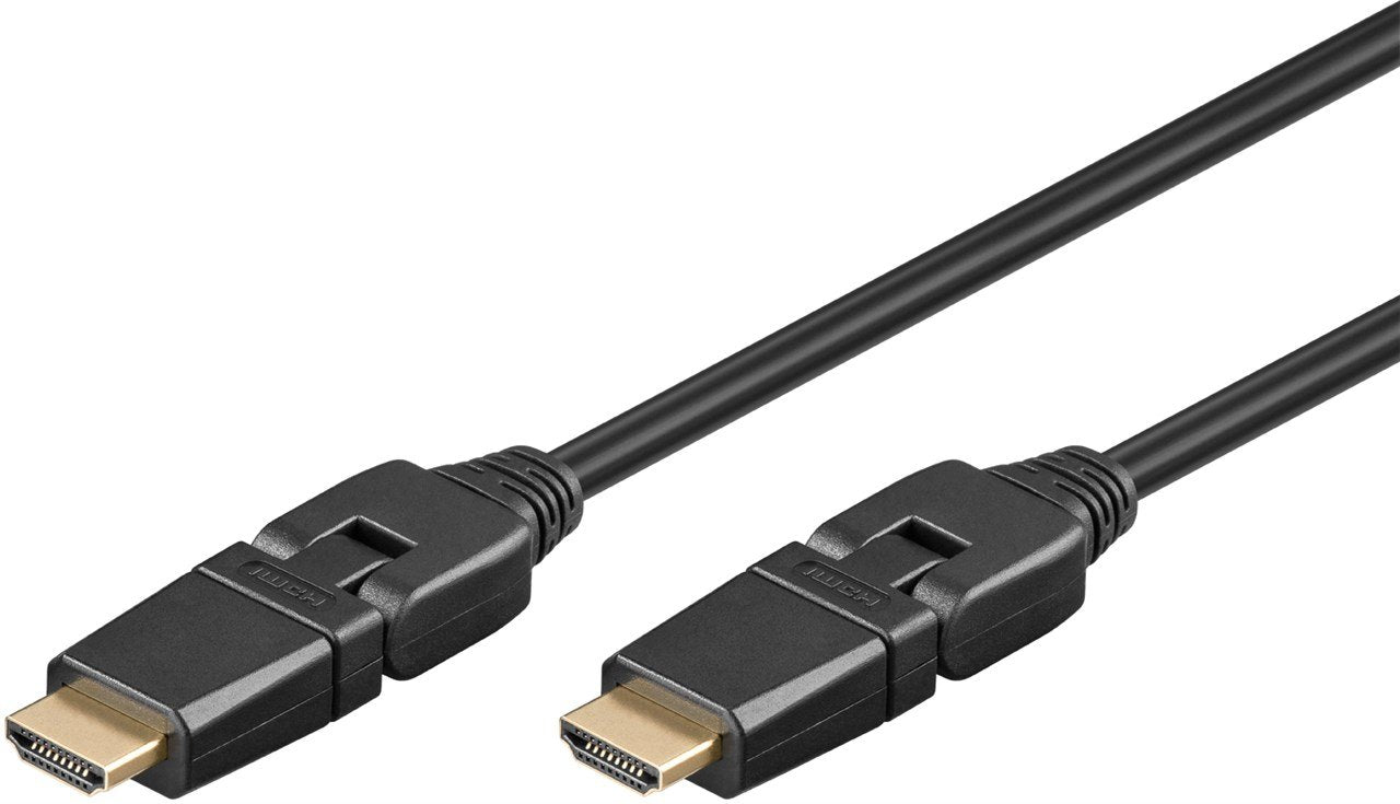 Cable Hdmi A-A 3 Metros Negro Articulado 4k 60hz Cable Con Conectores Articulados 360º Serie 2.0 Goobay
