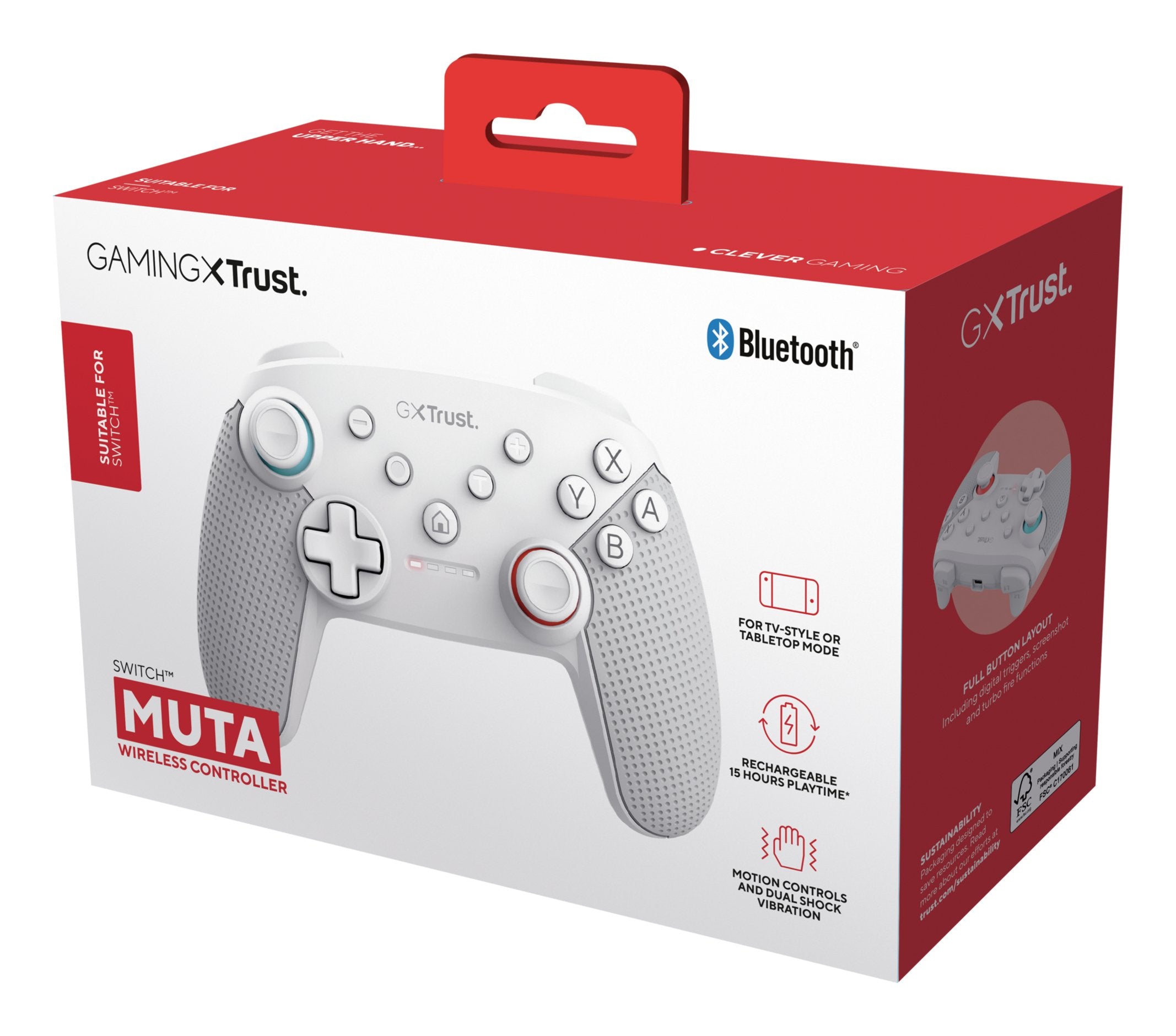 EAN 8713439254266 - Trust GXT 1246W MUTA Blanco Bluetooth Gamepad Nintendo Switch, Nintendo Switch Lite imagen 5