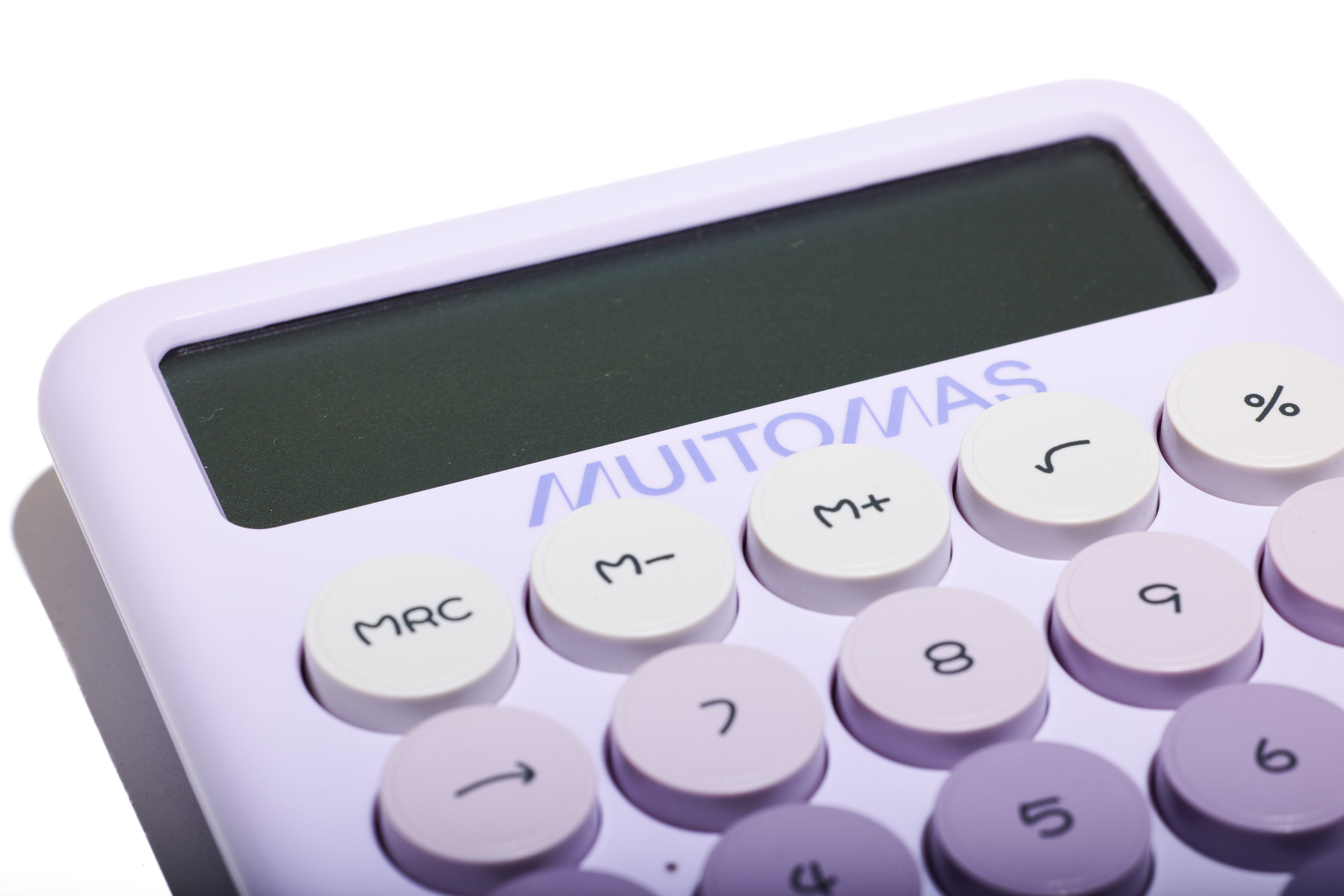 Calculadora Muitomas, Portátil Con Pantalla Grande De 12 Dígitos, Funciona Con Batería Aaa, Color Lila
