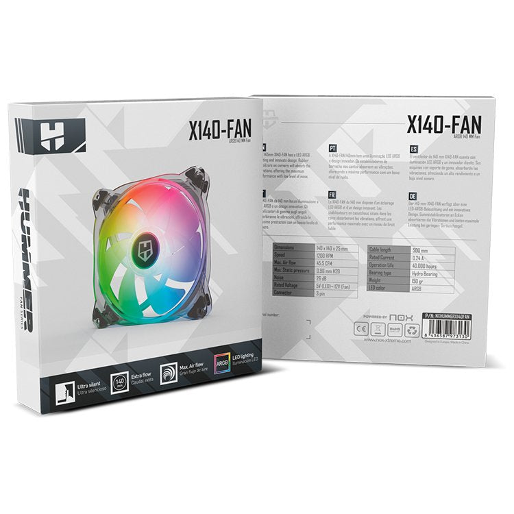 EAN 8436587973130 - NOX Hummer X140-FAN Carcasa del ordenador Ventilador 14 cm Translúcido 1 pieza(s) imagen 6
