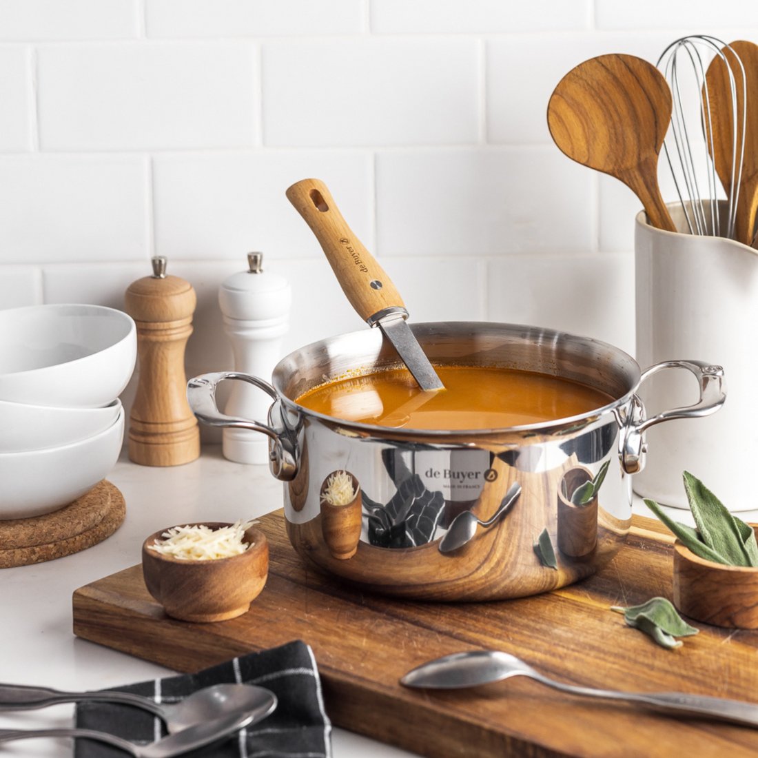 De Buyer Affinity Saucepot Acero Inoxidable Con Tapa 28 Cm Olla