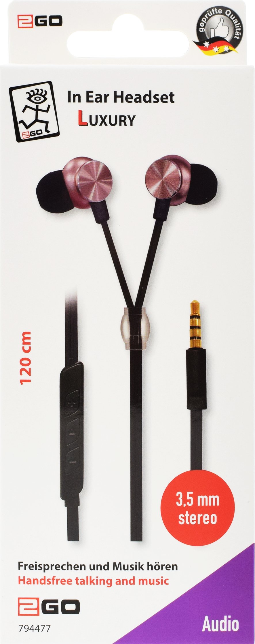 Auriculares Estéreo Internos 2go "Luxury" - Estilo Rosa Con Cremallera