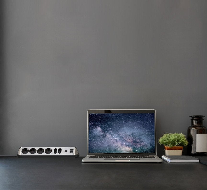 Brennenstuhl Estilo Cable De Extensión De Esquina De 6 Vías Negro