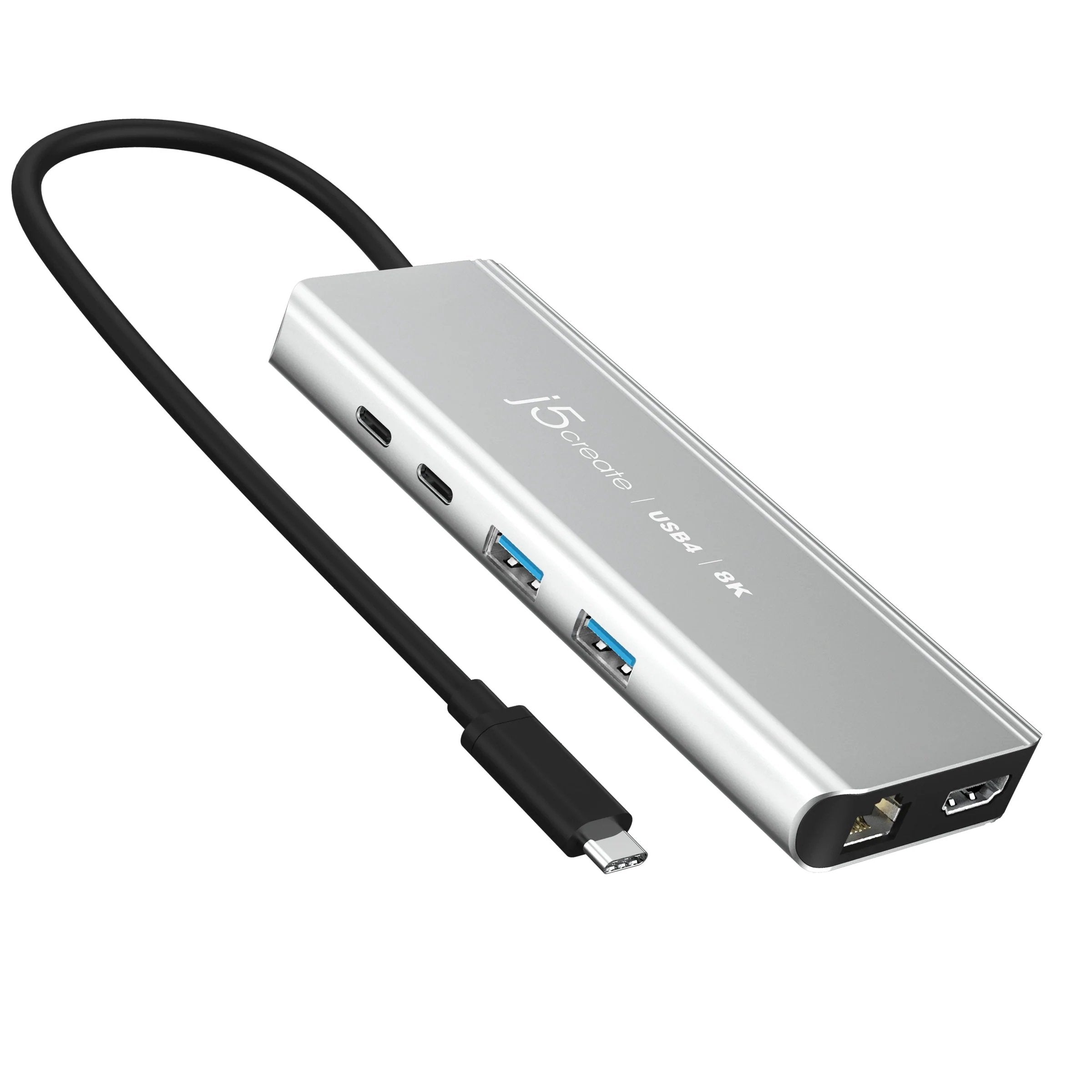 Estación De Conexión Hub Multipuerto J5create Usb4 8k 1x8k Hdmi/2xusb3.2/2xusb-C/Rj45 2.5g Plata Jcd403-N