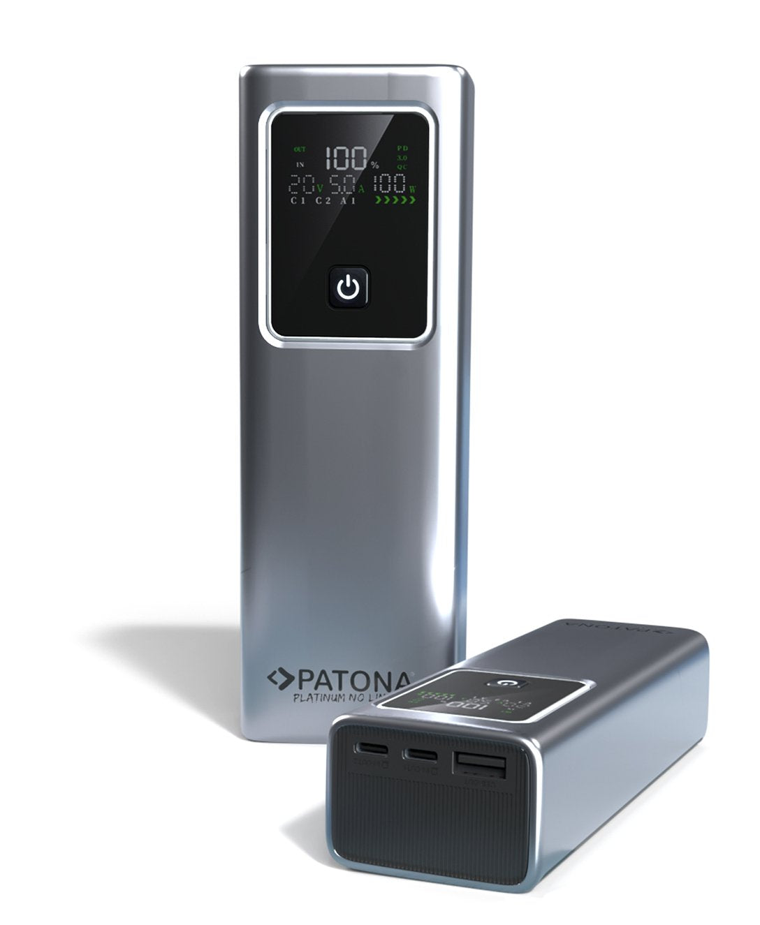 Patona Platinum Powerbank Luxury One Pd100  20000mah  Pd 100w  Usb-C + Usb-A Plateado, Negro