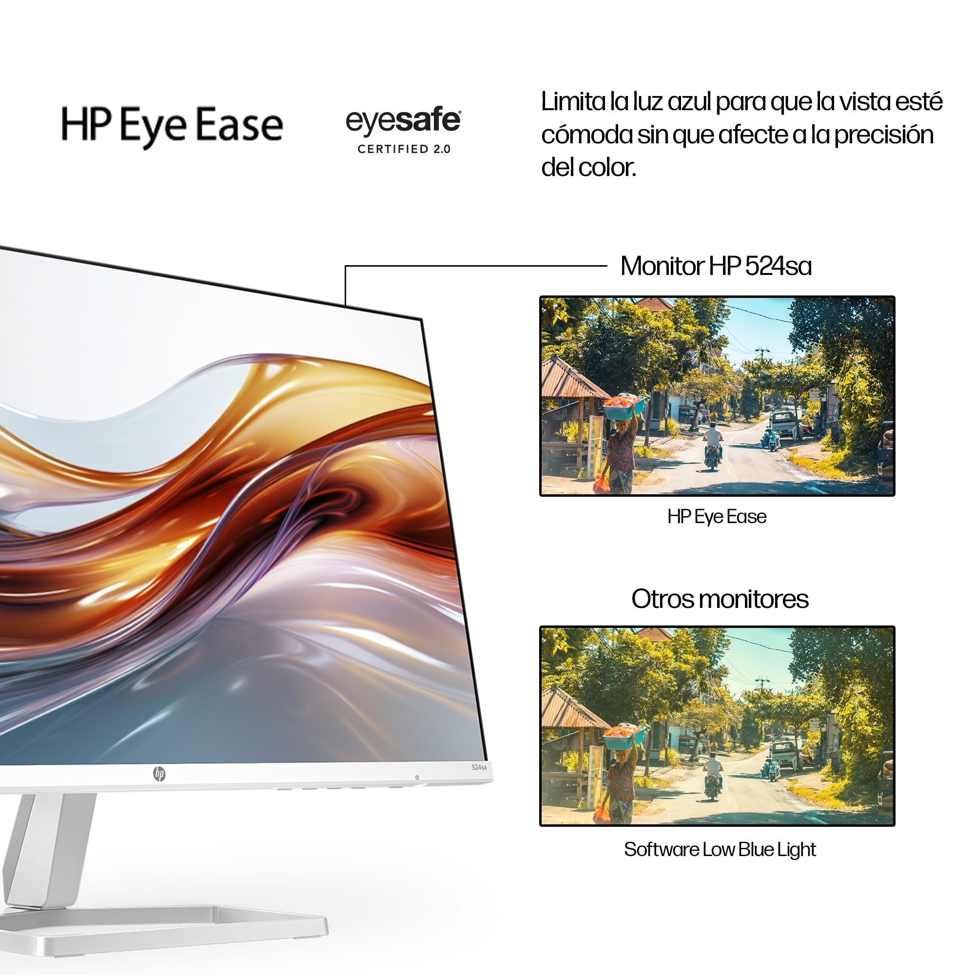 Hp 524sa, Monitor Led 23,8" Blanco/Plateado, Fullhd, Ips, Hdmi, Vga, Altavoces, Panel De 100 Hz)