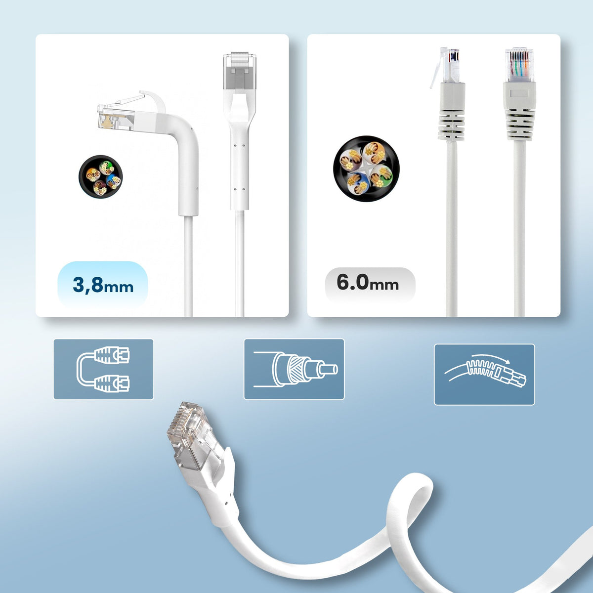 EAN 5906168638961 - Extralink Kat.6A U/FTP 0.5m 1Gbps Biały | Patchcord LAN | Miedź Kabel sieciowy skrętka, łamana końcówka ( imagen 13