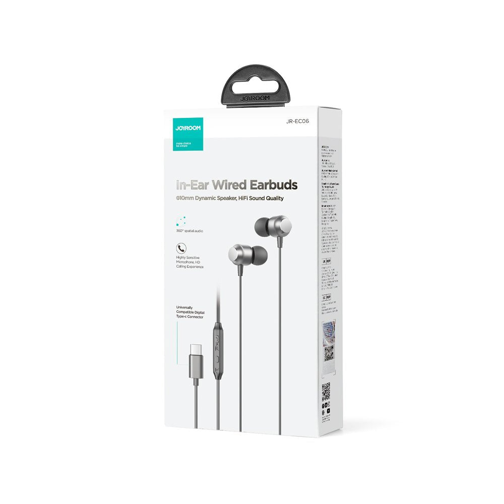 EAN 6956116770150 - JOYROOM JR-EC06 USB Type C Grey - Wired Headphones Auriculares Alámbrico Dentro de oído Llamadas/Música U imagen 2