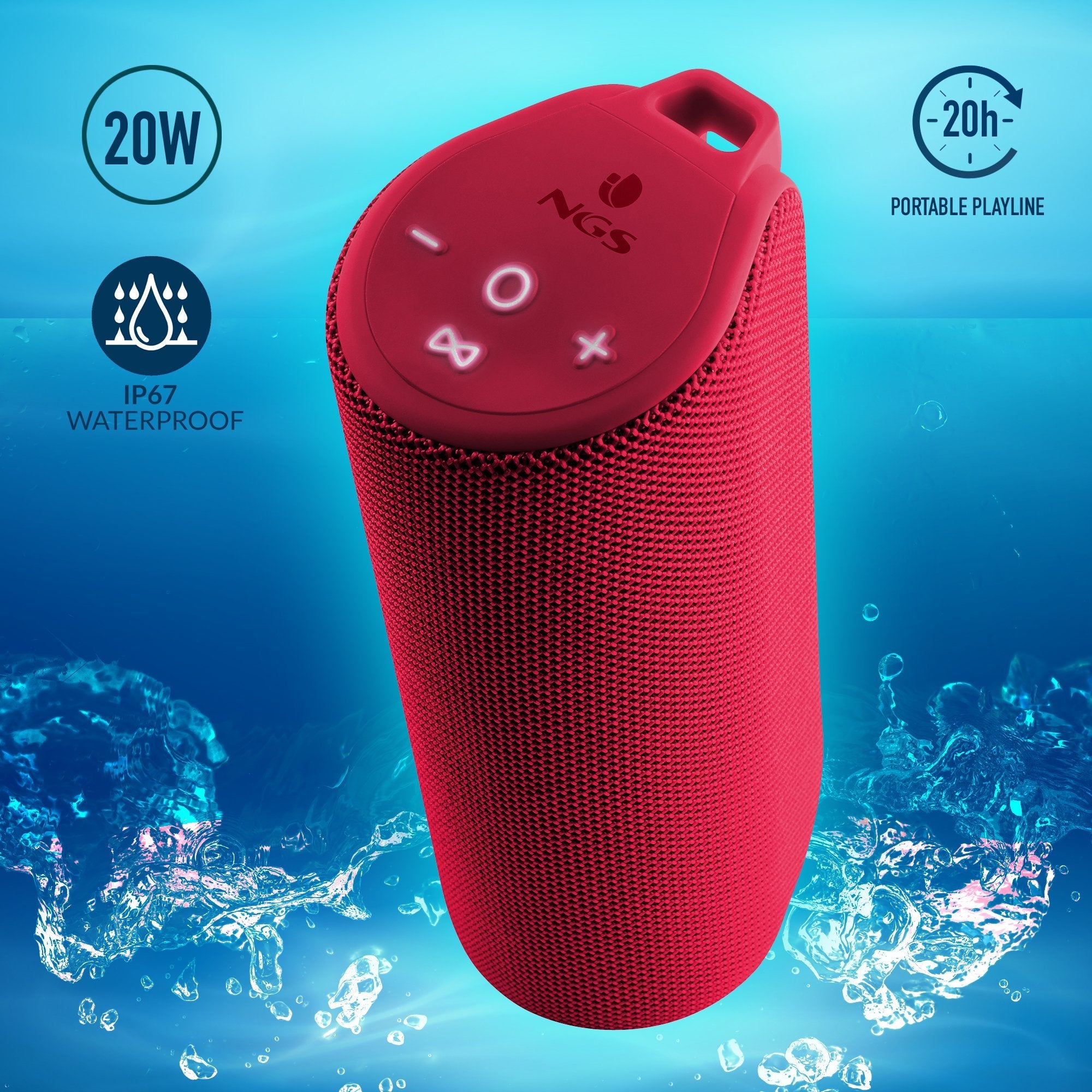 Altavoz Con Bluetooth Ngs Roller Reef 20w 2.0 Rojo